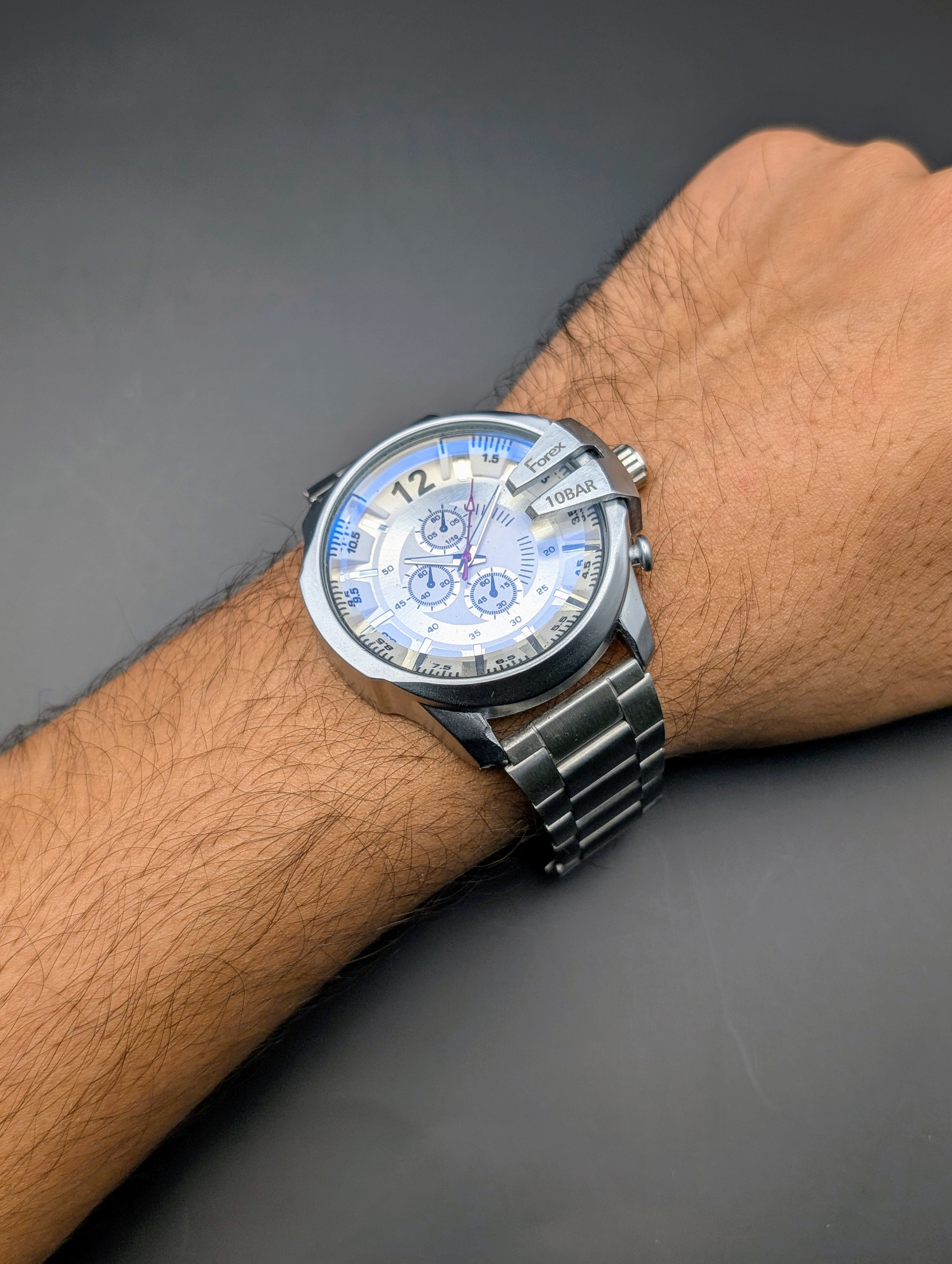 Sleek Stainless Steel Chronograph Watch