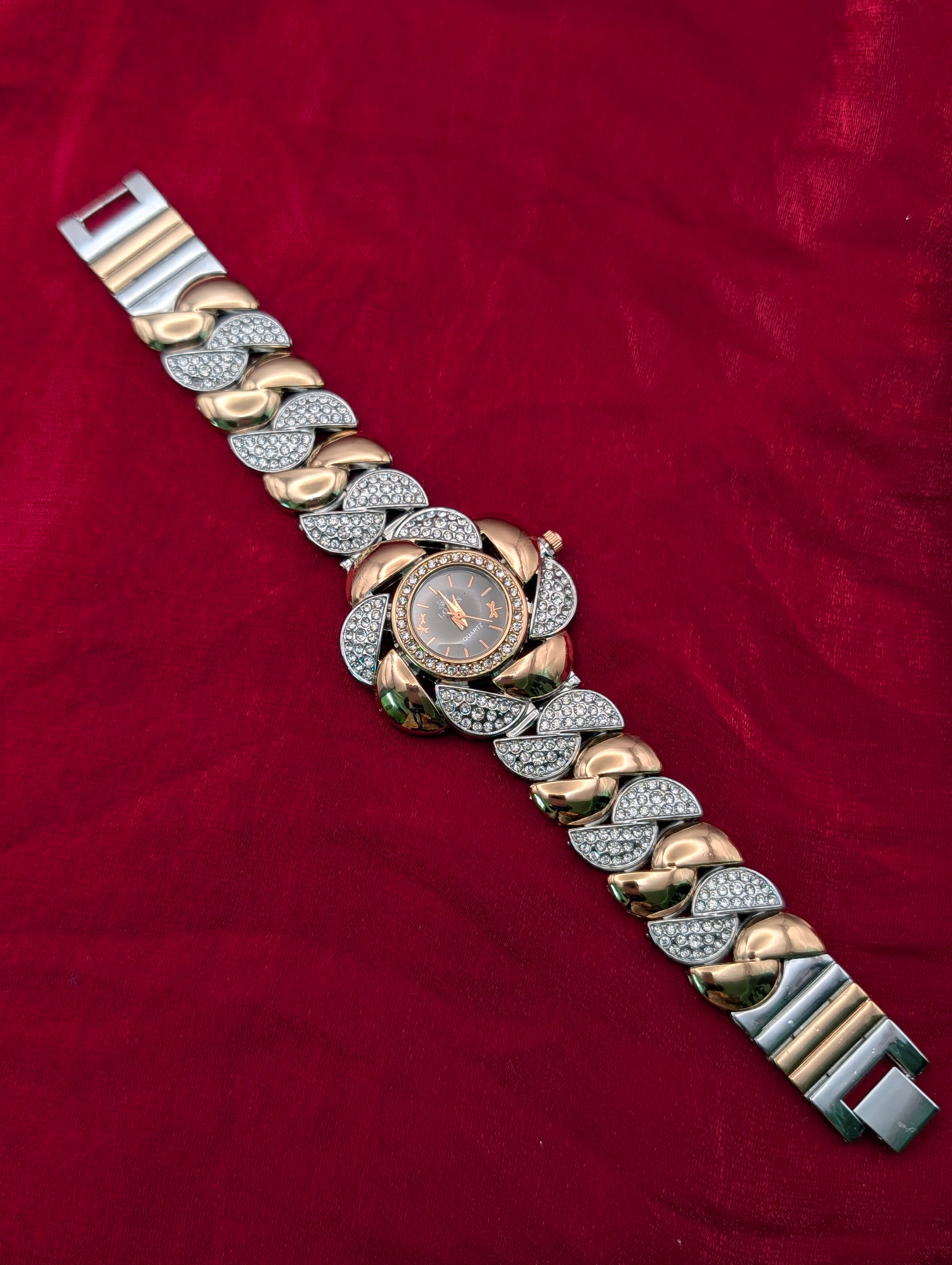 Embellished Two-Tone Watch For Women