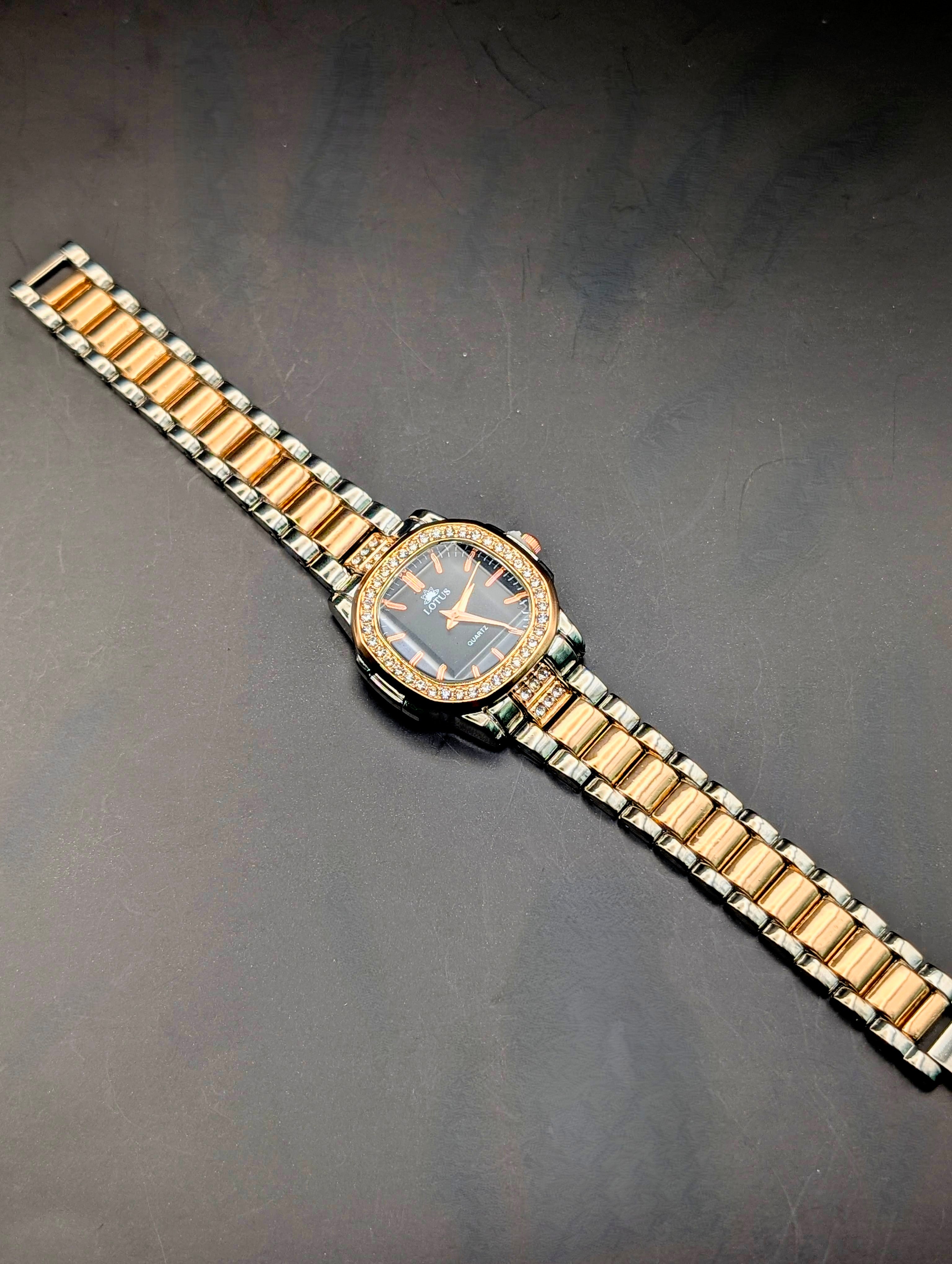 Elegant Lotus Ladies Watch – Crystal Studded Luxury