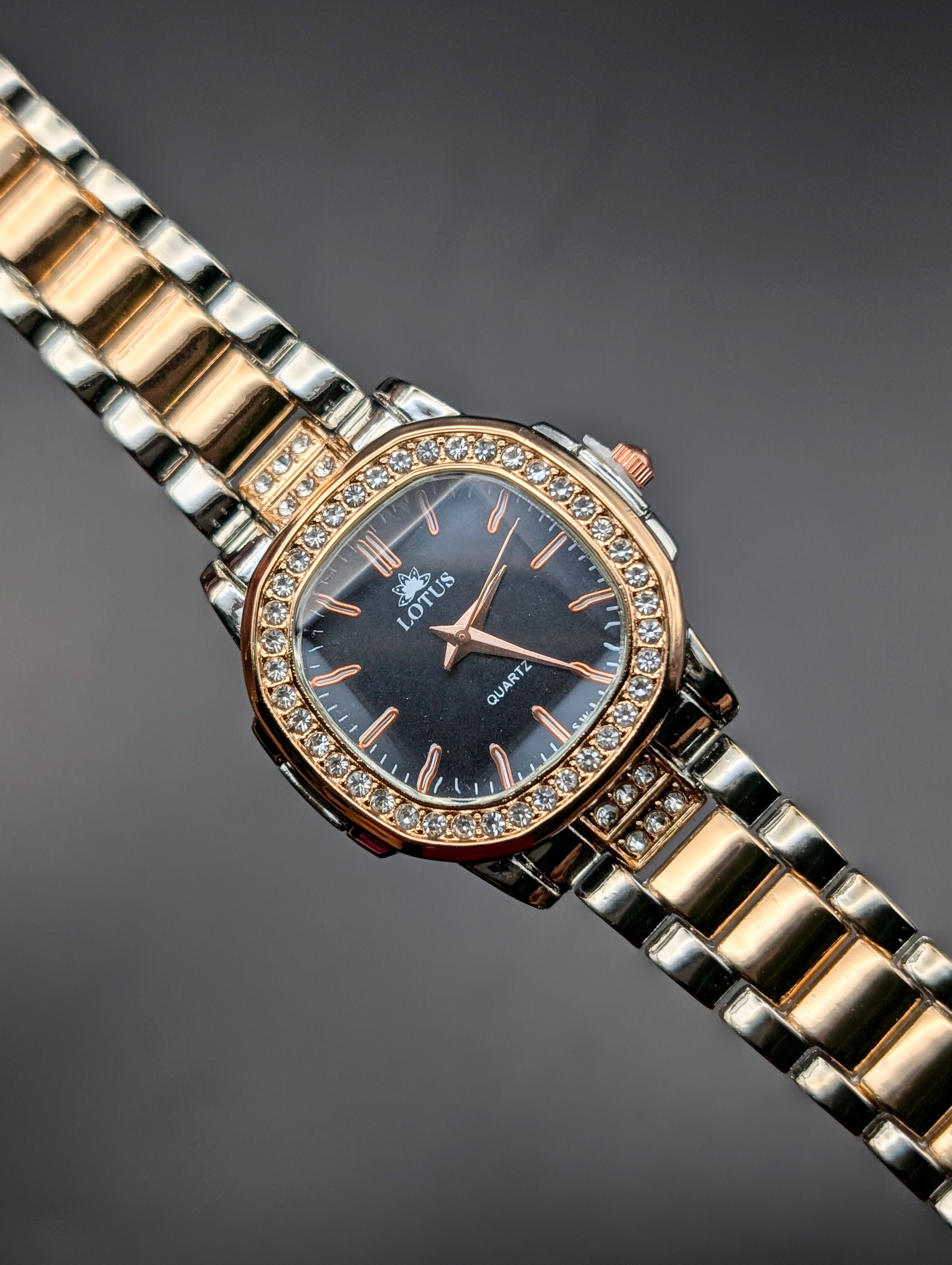 Elegant Lotus Ladies Watch – Crystal Studded Luxury
