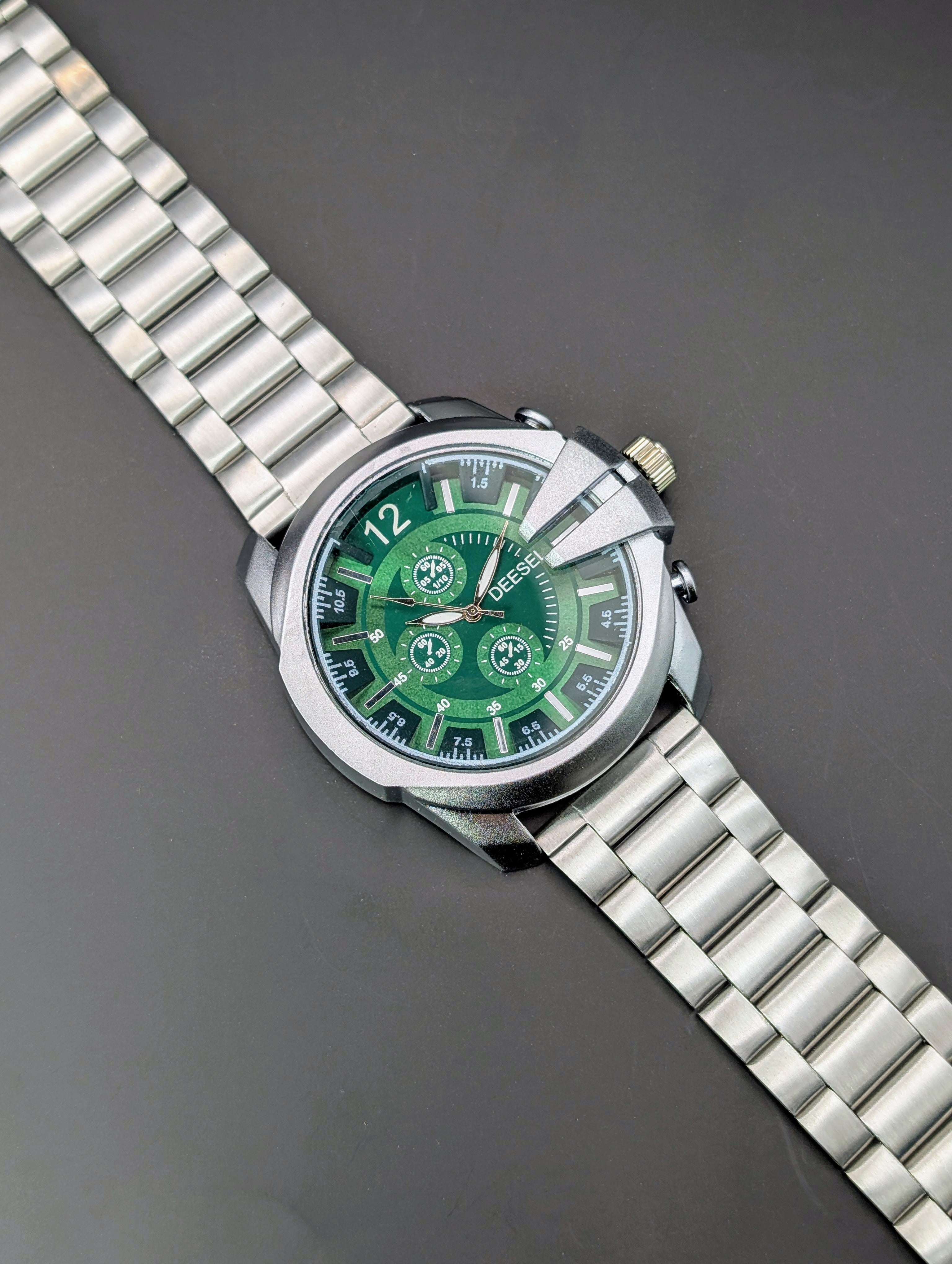 Sleek Stainless Steel Chronograph Watch