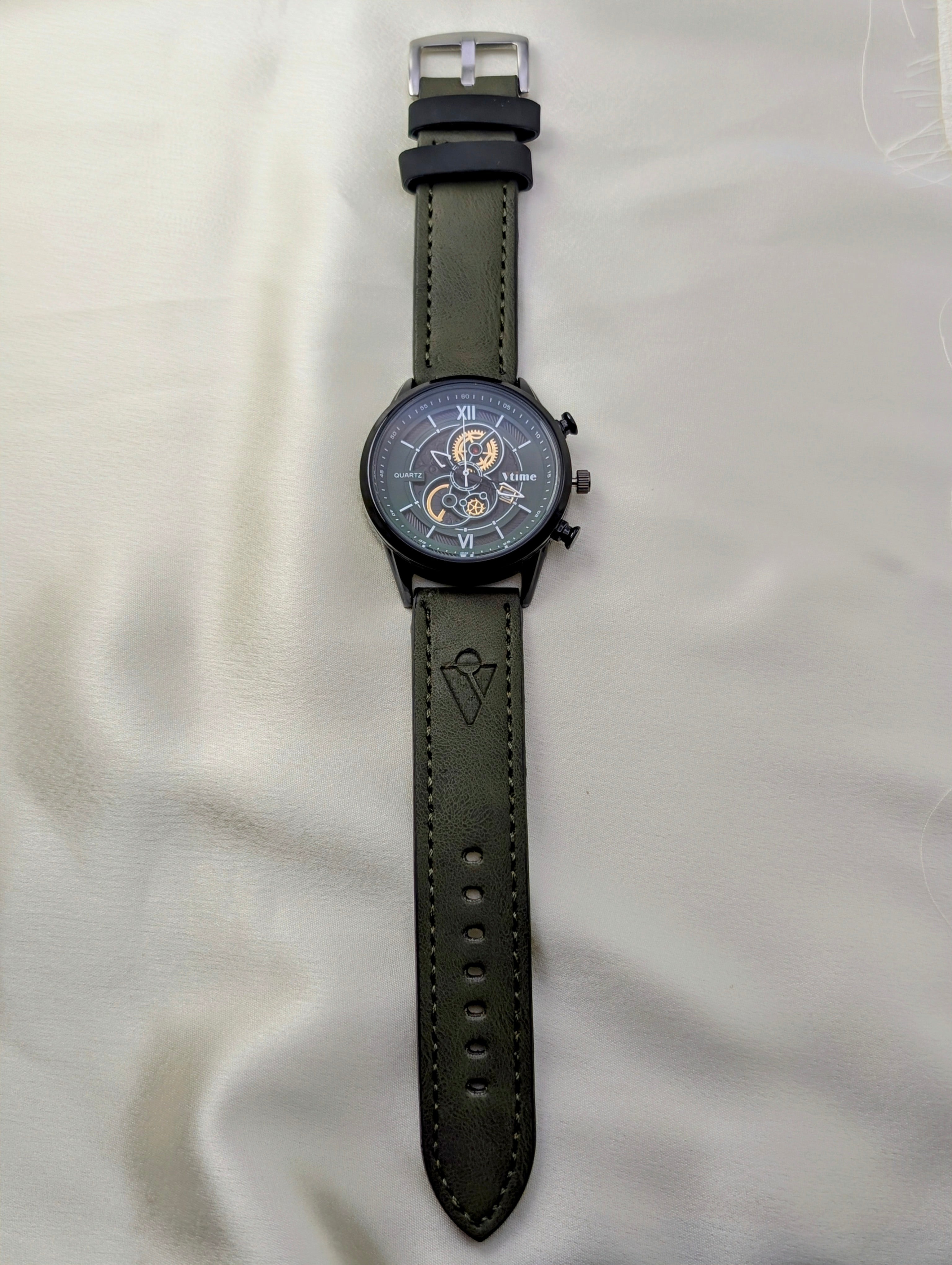 Stylish Gents' Watches: Black Dial & Colored Leather Straps for men