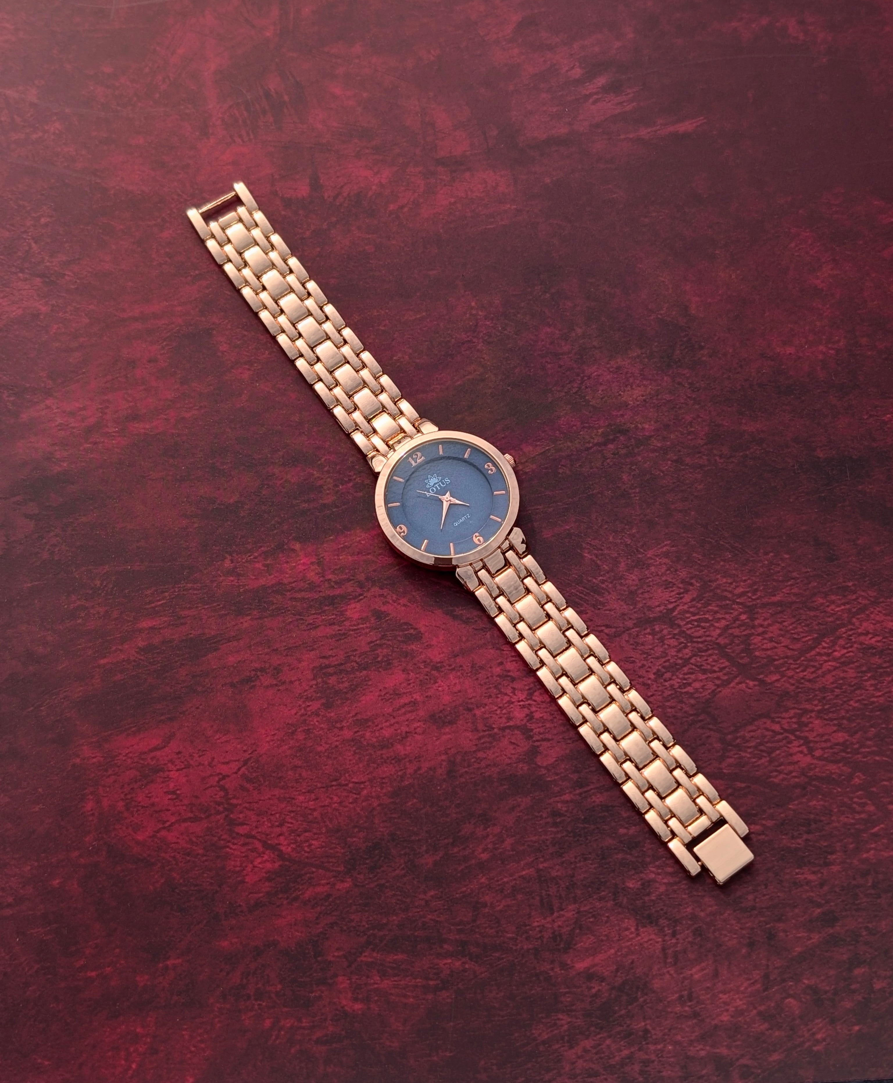 Sophisticated Rose Gold Lotus Women’s Watch