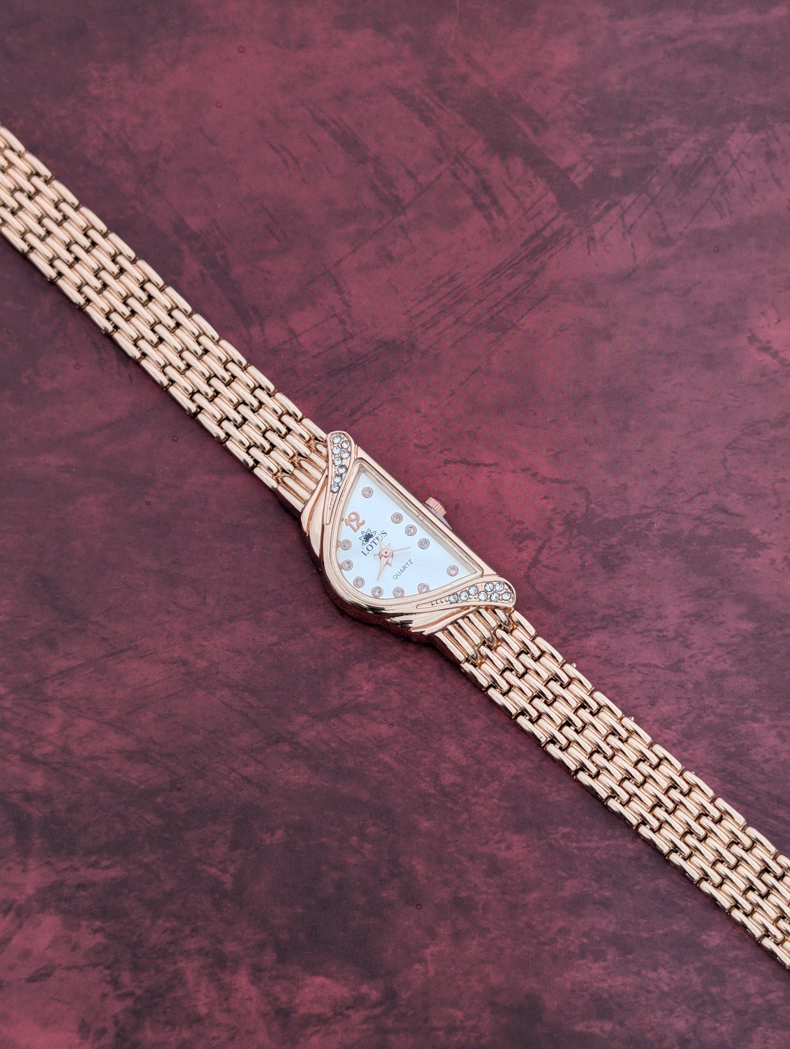 Women's Designer Rose Gold Watch – Lotus Navy Dial (Swan Shape) For Women