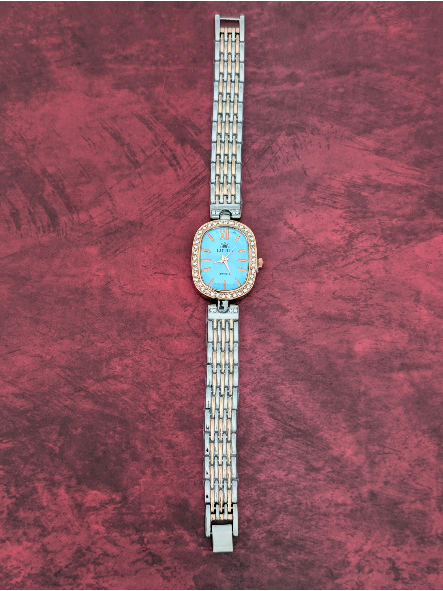 Women's Dual-Tone Crystal Watch – Lotus Blue Dial
