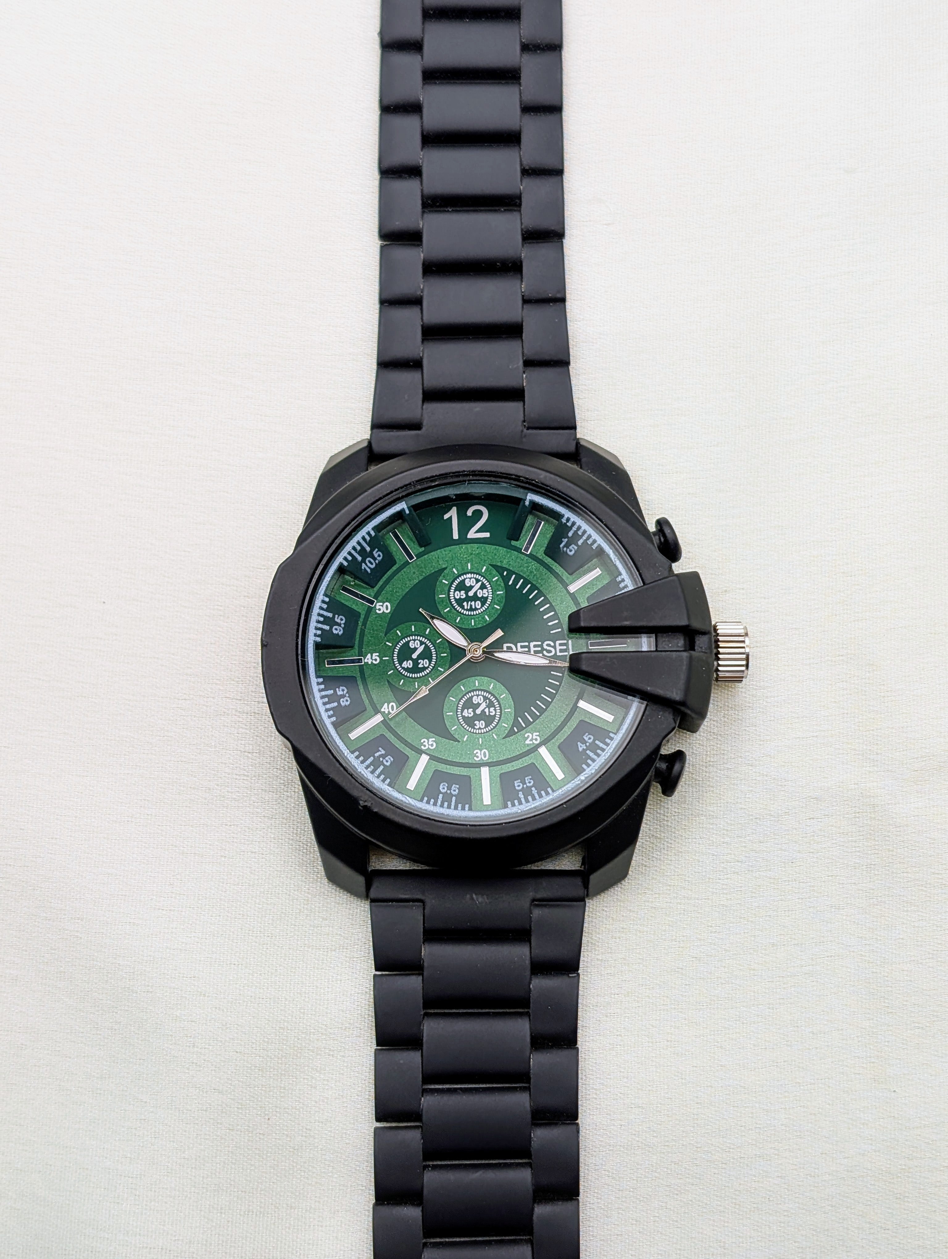Matte Black Chronograph Watch with Bold Dial