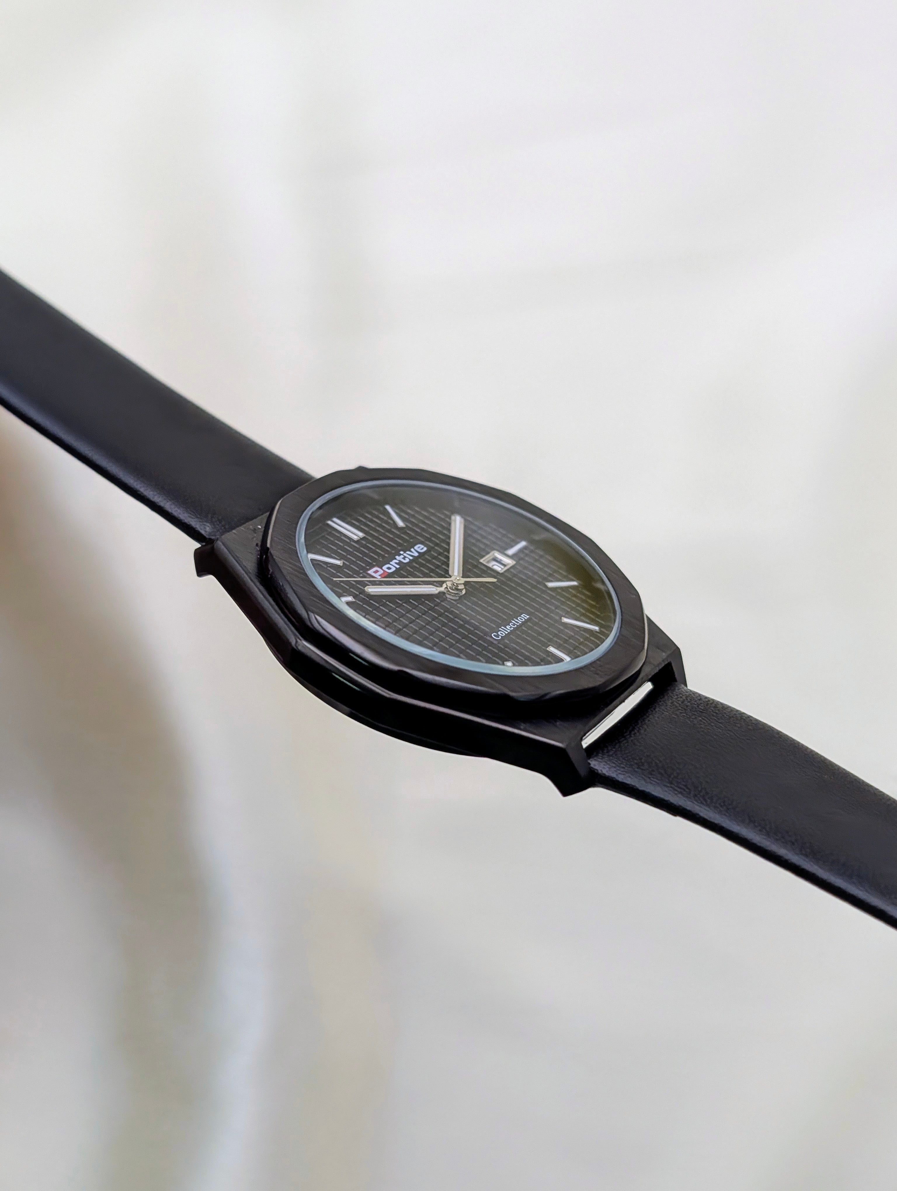 Portive Collector Series – Matte Black Textured Dial Watch - Waterproof watch for men