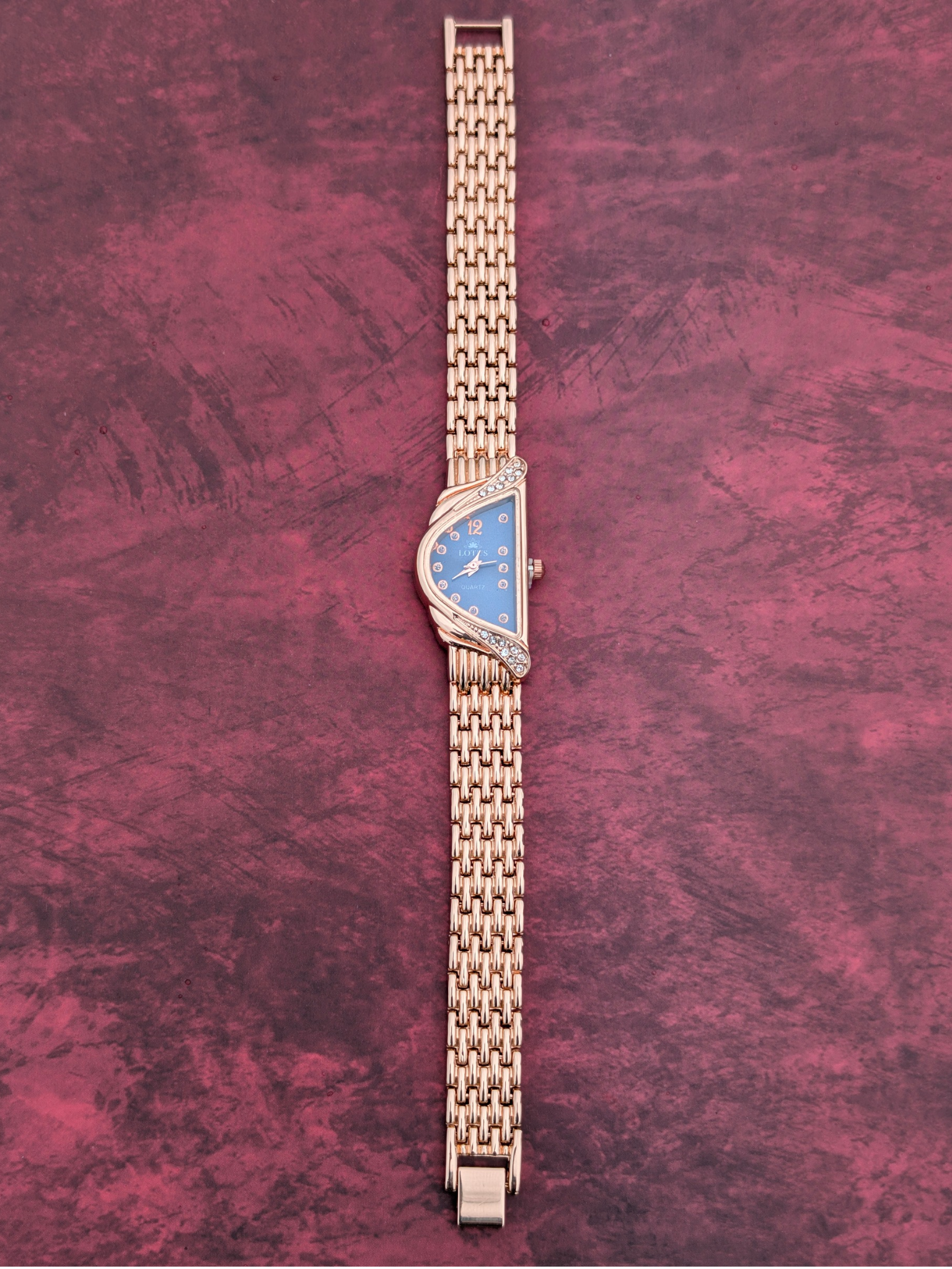 Women's Designer Rose Gold Watch – Lotus Navy Dial (Swan Shape) For Women