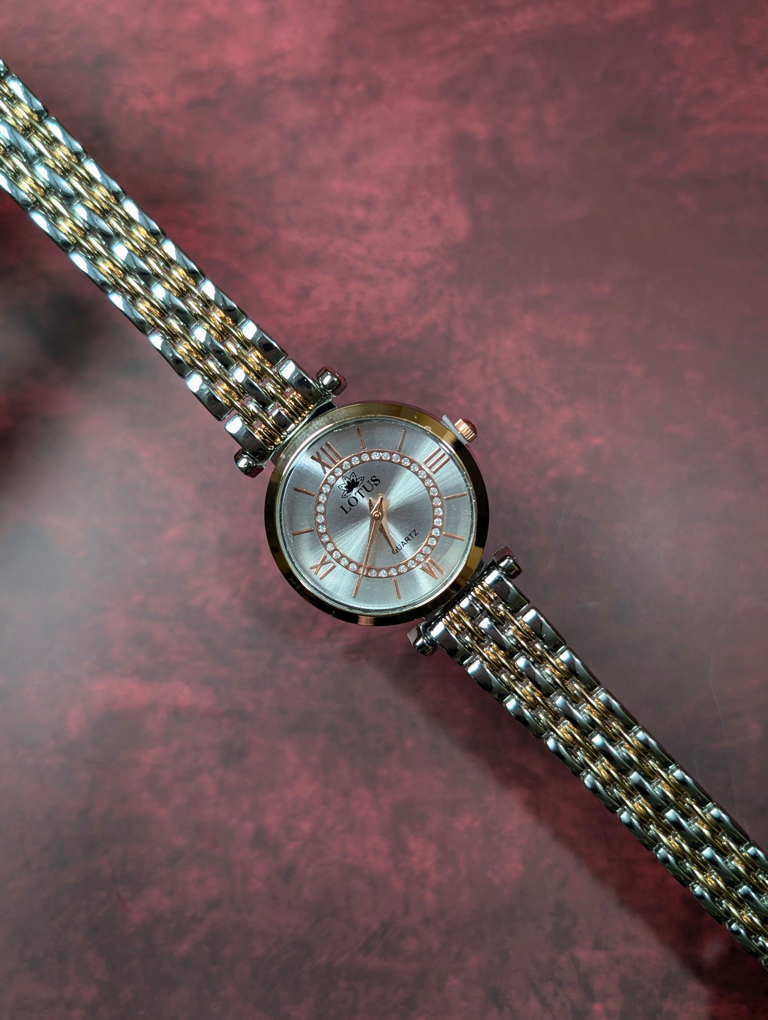 Lotus Elegant Crystal Dial Watch