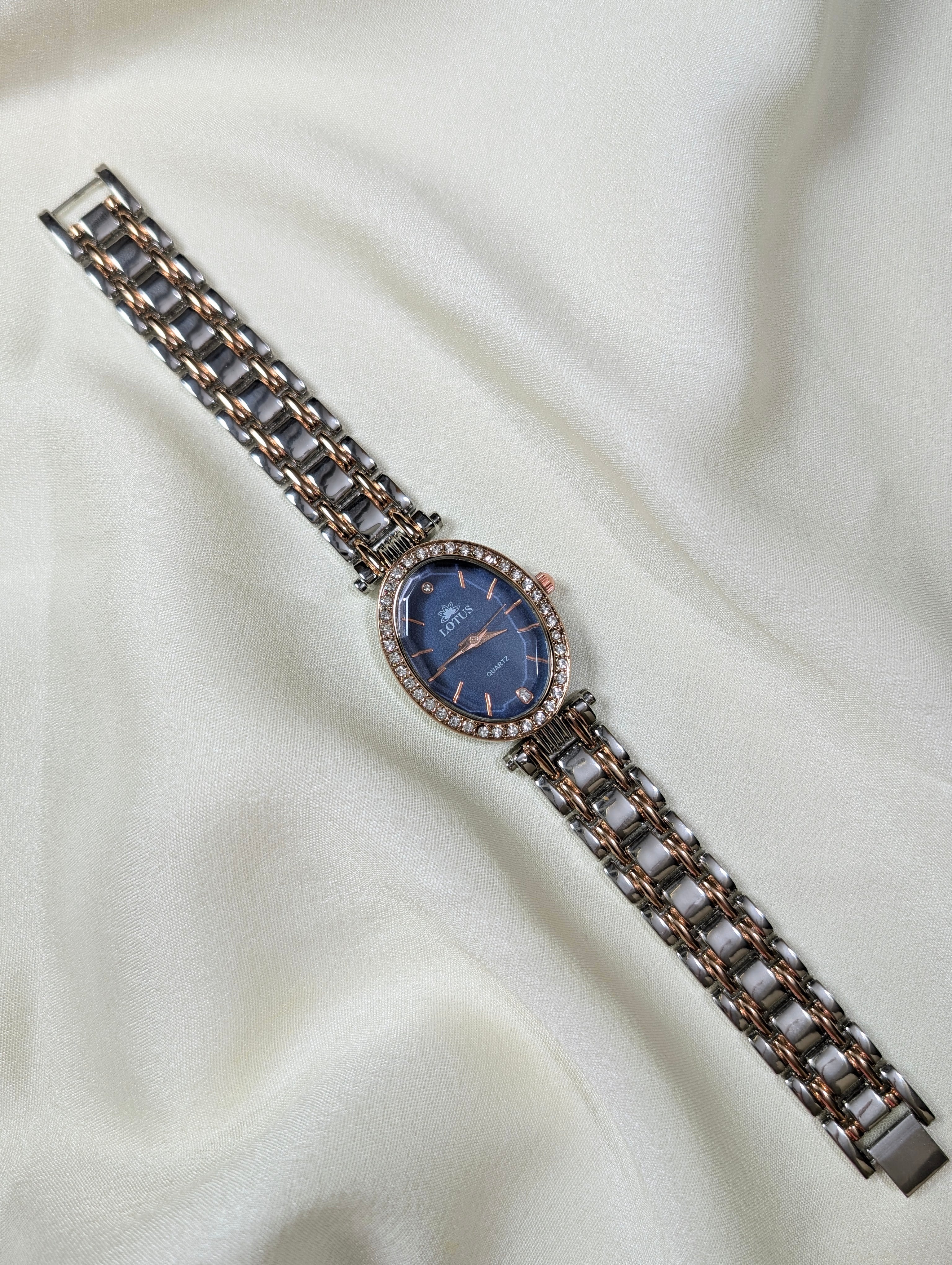 Lotus Oval Diamond Accent Watch