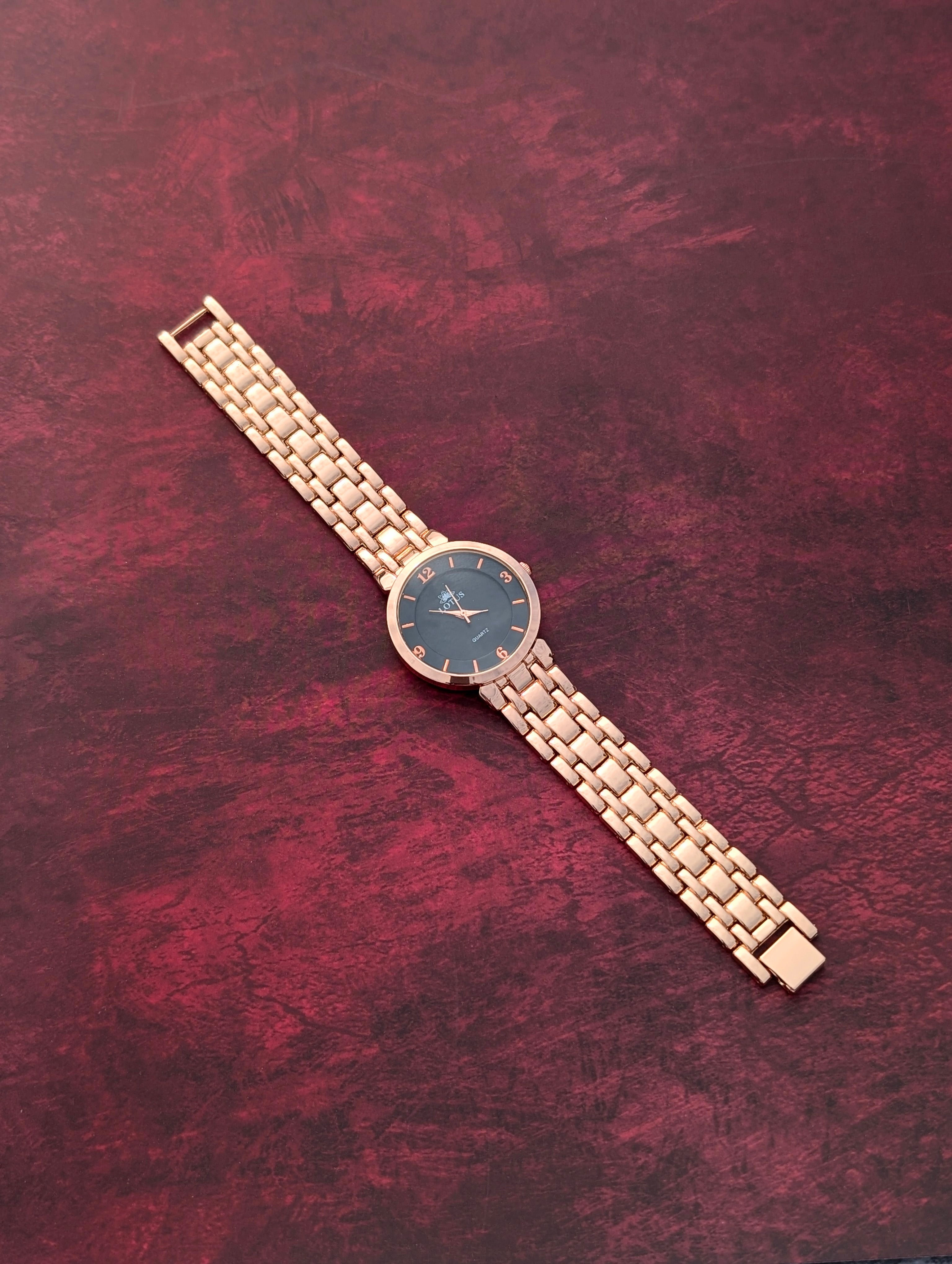 Sophisticated Rose Gold Lotus Women’s Watch