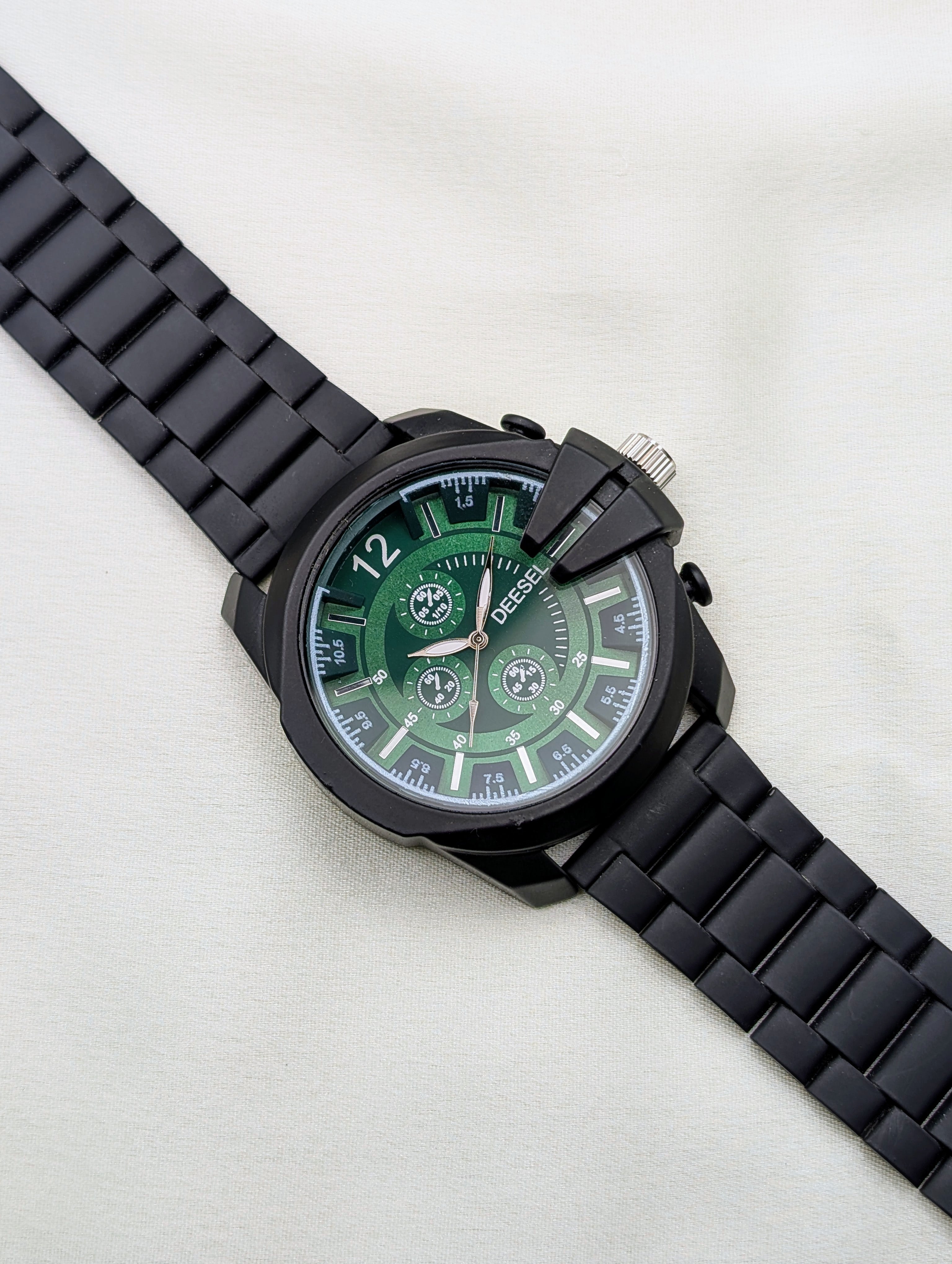 Matte Black Chronograph Watch with Bold Dial