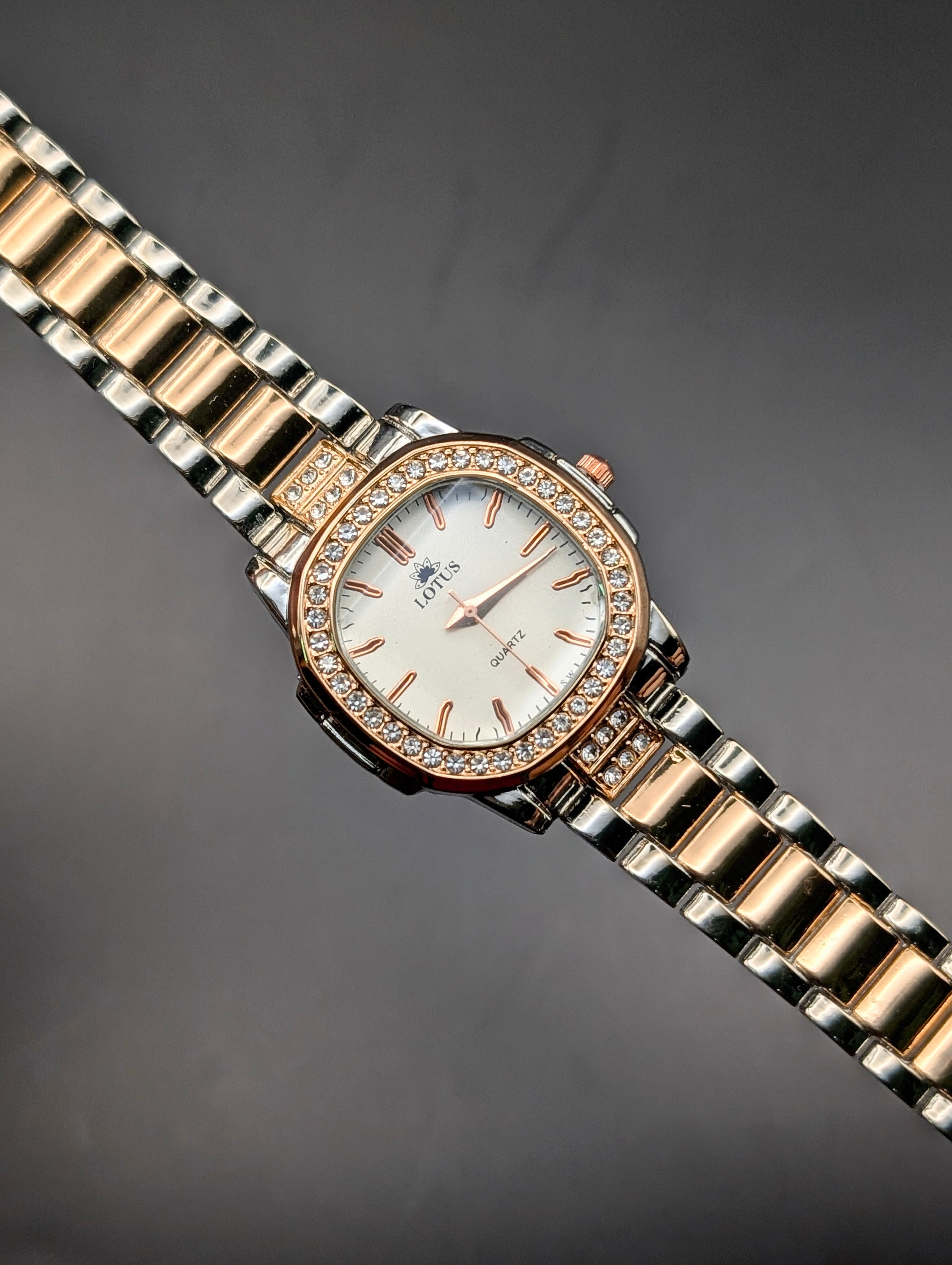 Elegant Lotus Ladies Watch – Crystal Studded Luxury