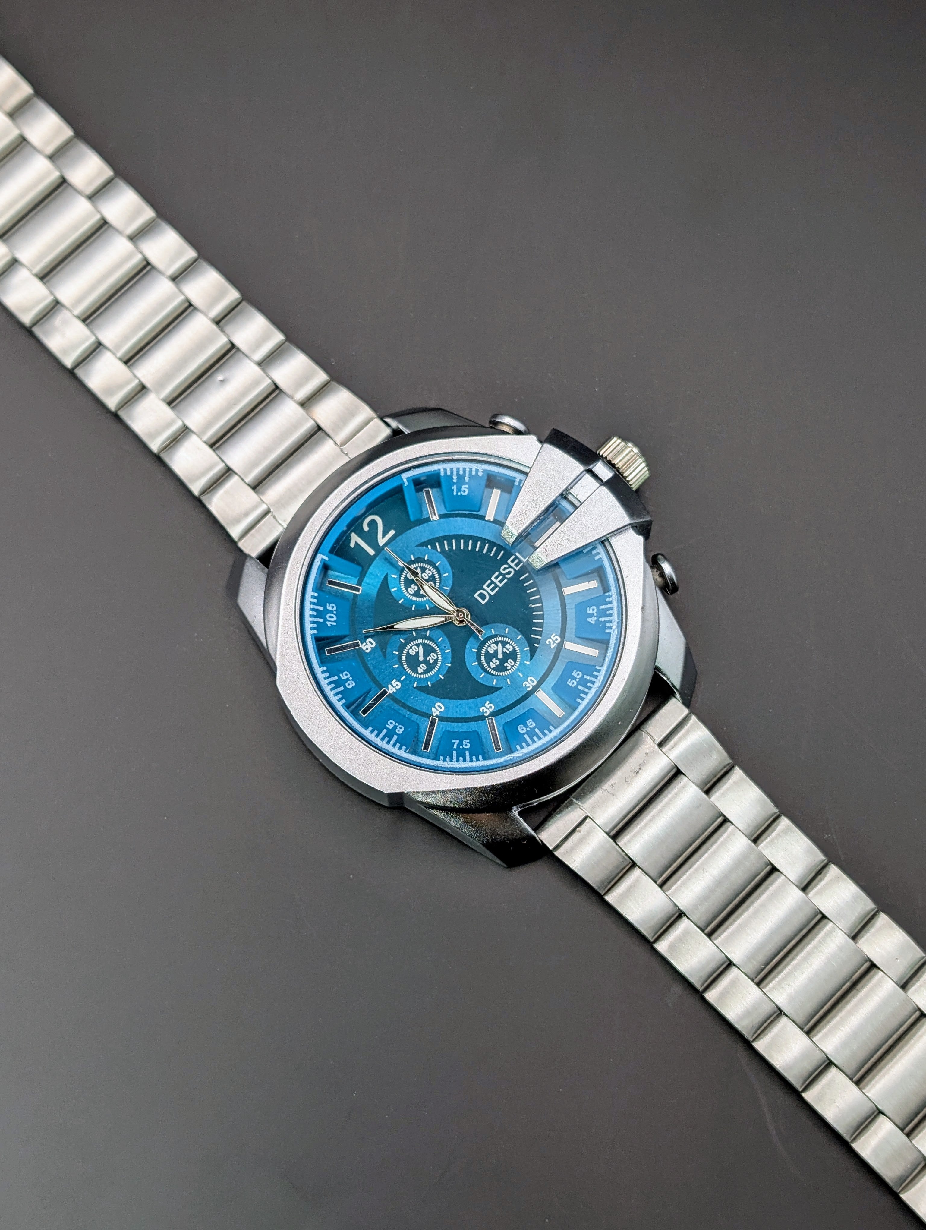 Sleek Stainless Steel Chronograph Watch