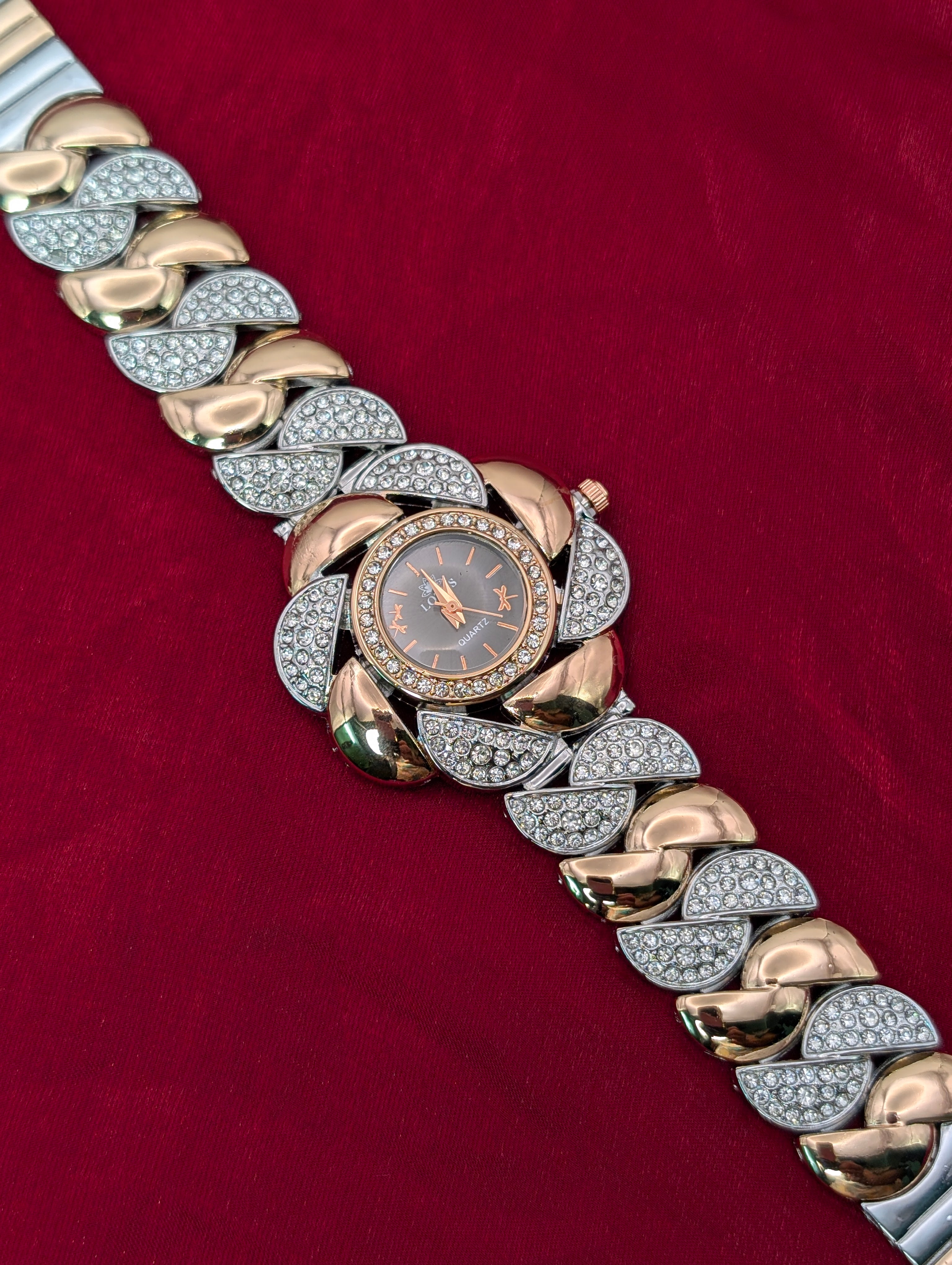 Embellished Two-Tone Watch For Women