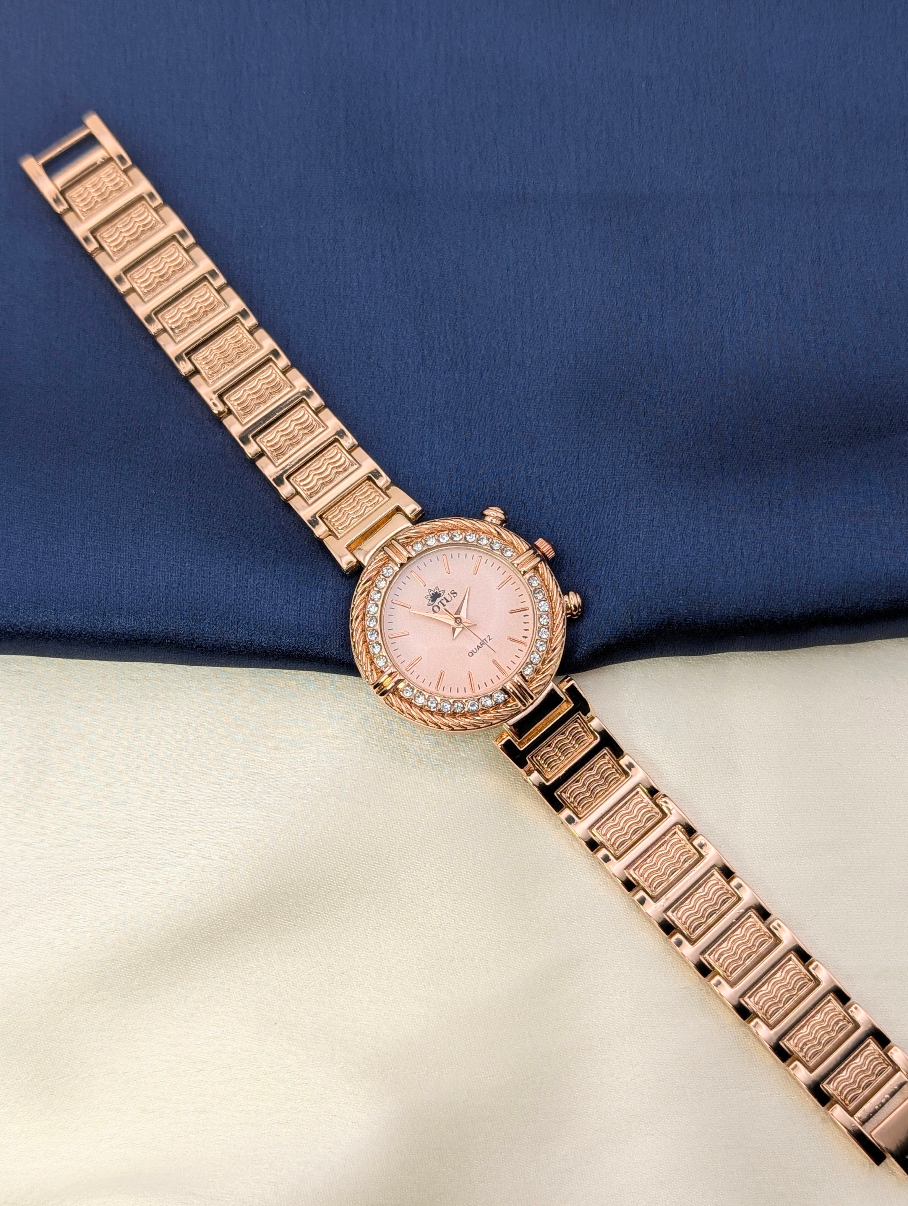 Gleaming Rose Gold Diamond Women’s Watch