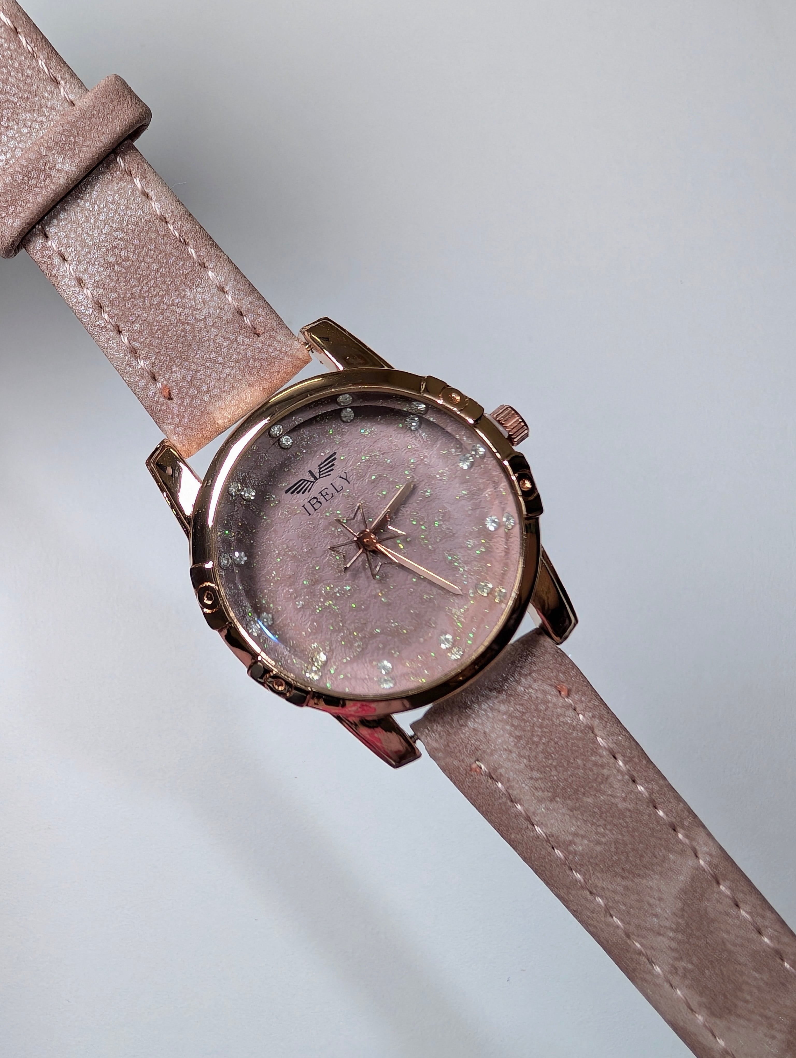 Elegant Glittery Dial Wristwatch