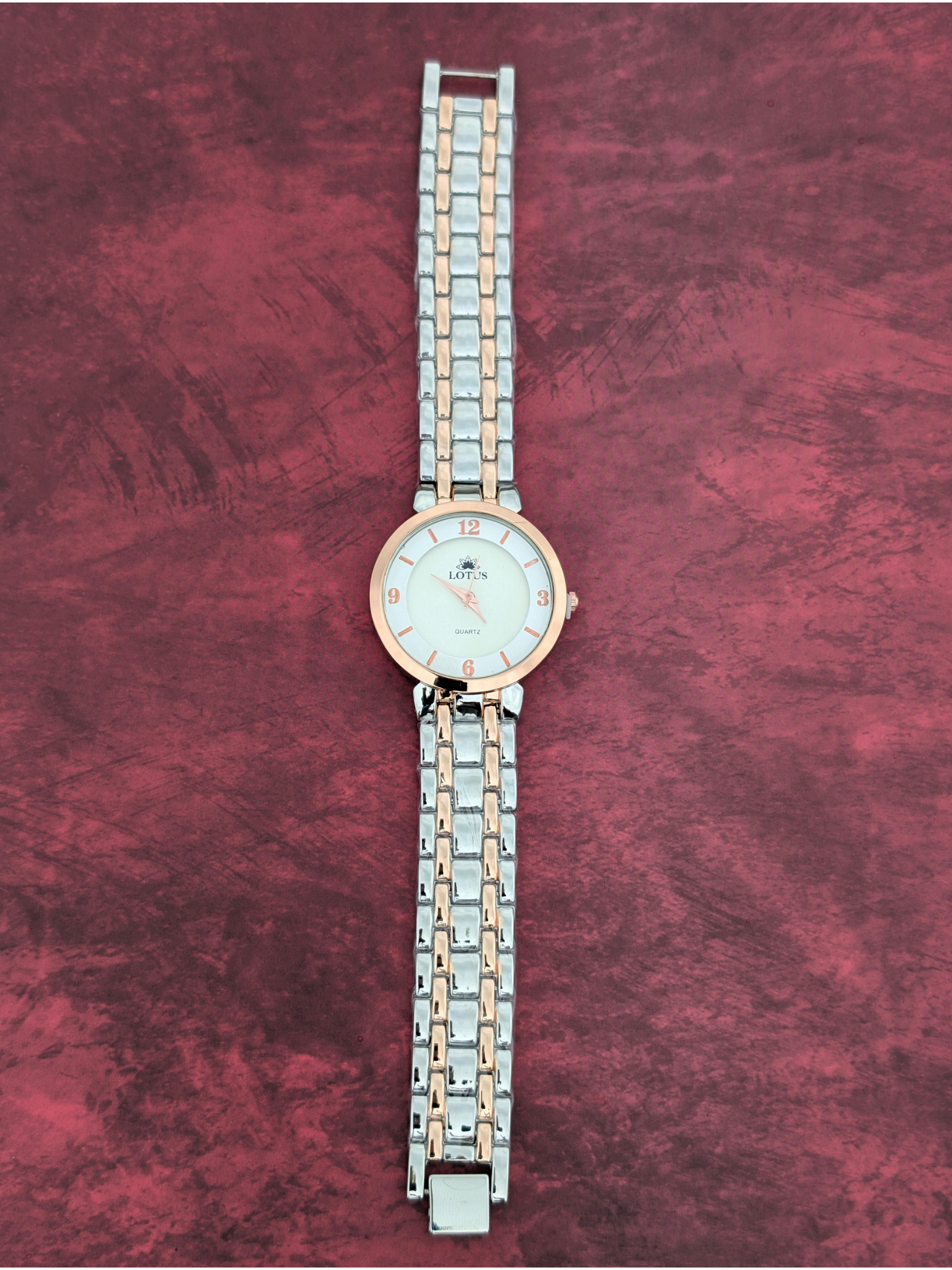 Women's Elegant Two-Tone Watch – Lotus White Dial