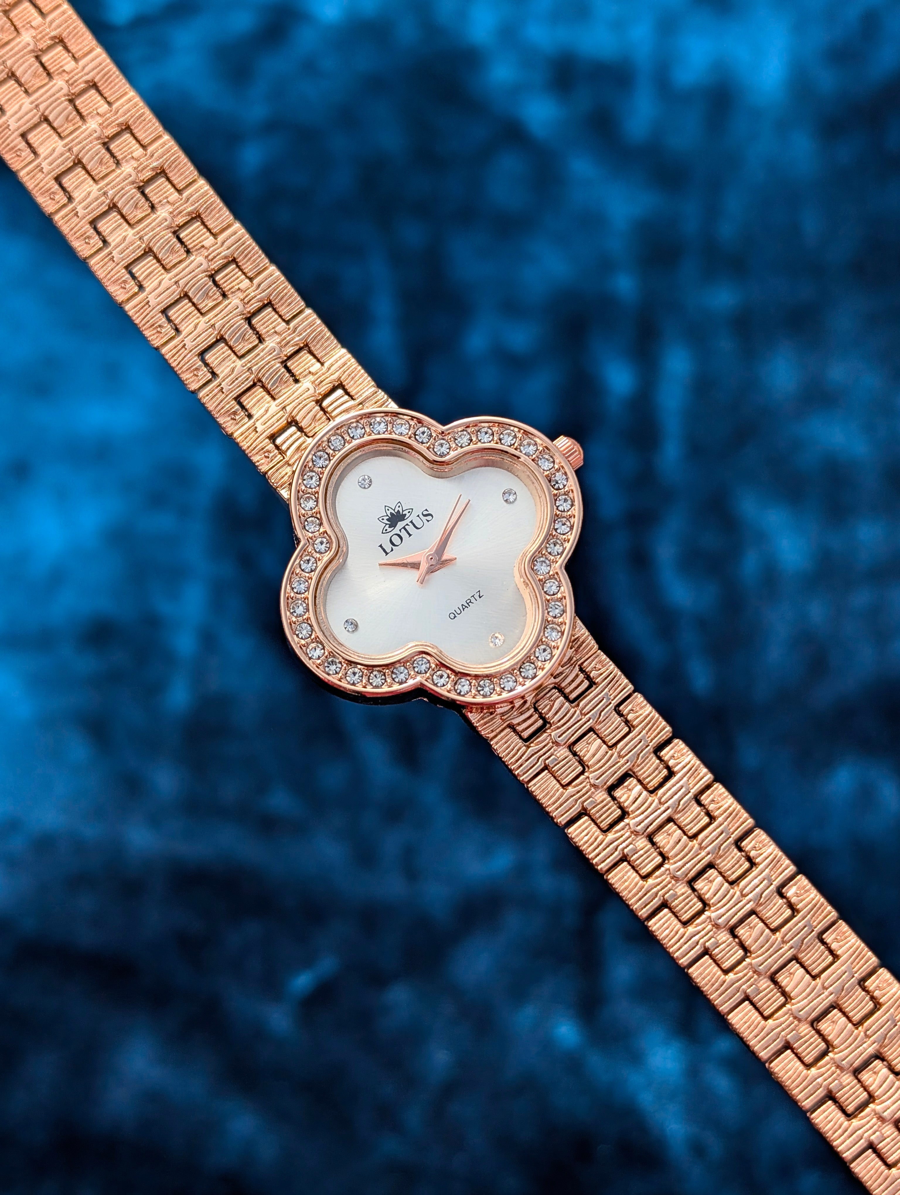Luxury Lotus Rose Gold Women's Quartz Watch