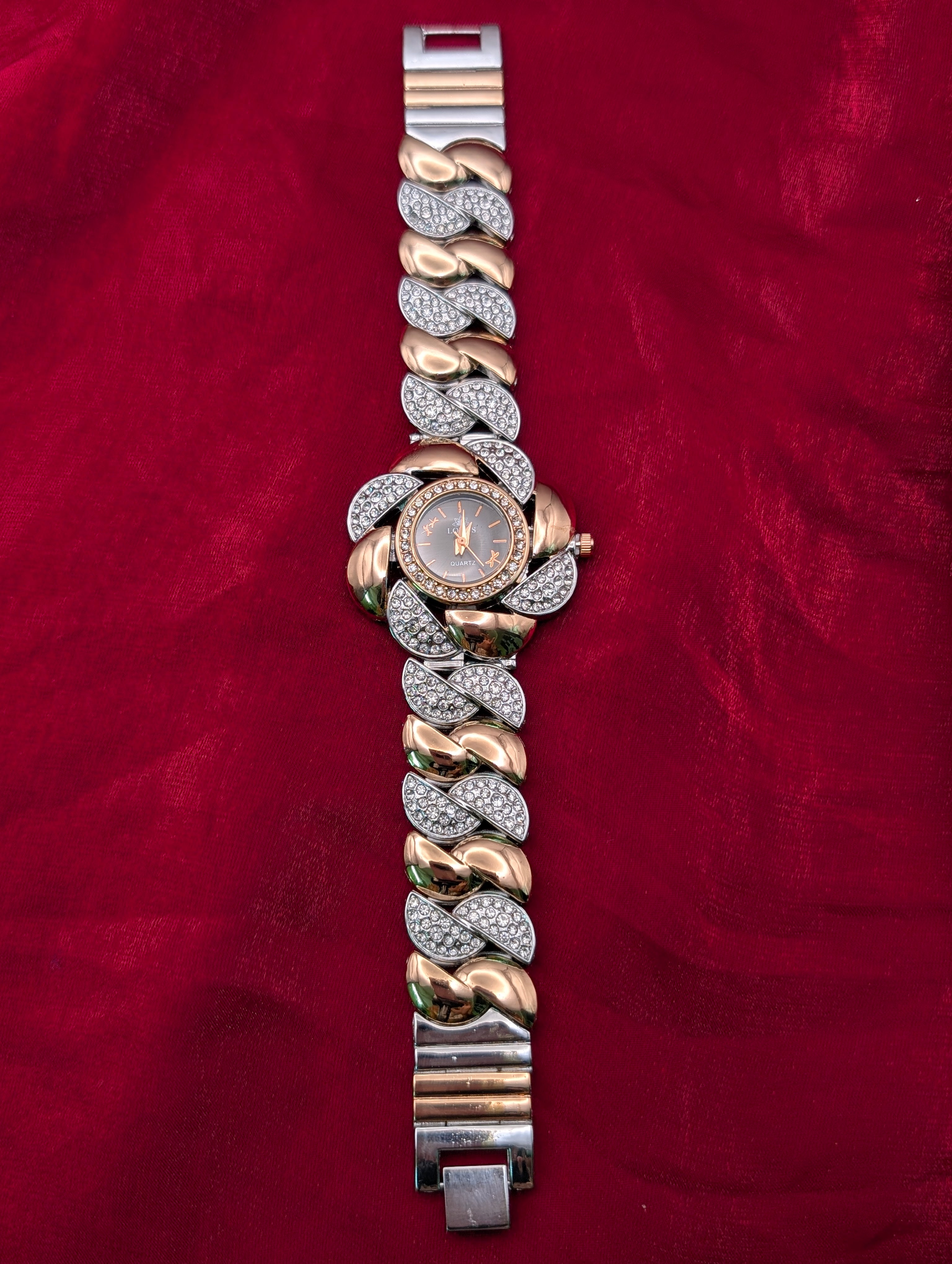Embellished Two-Tone Watch For Women