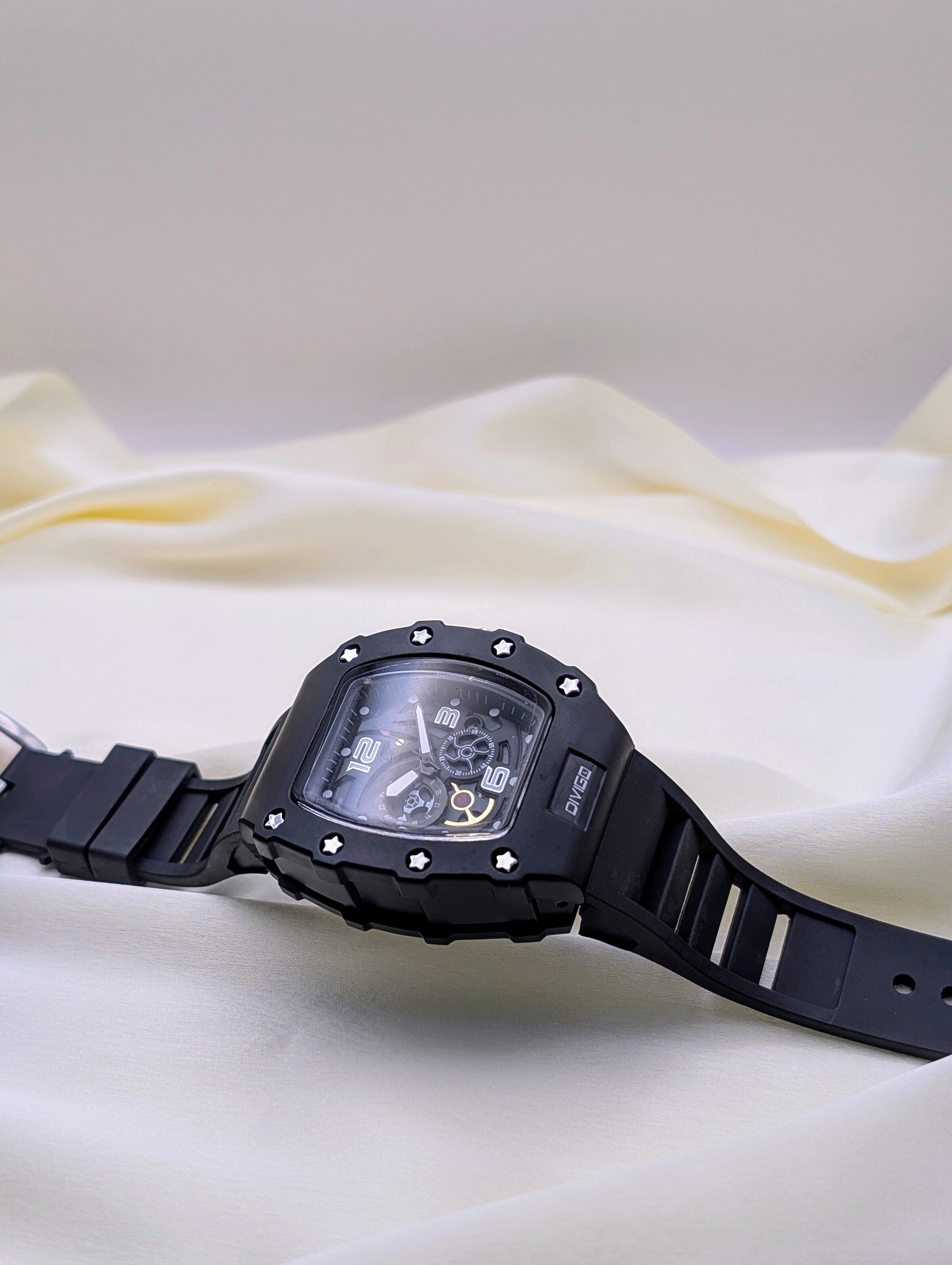 Men's Black Skeleton Watch