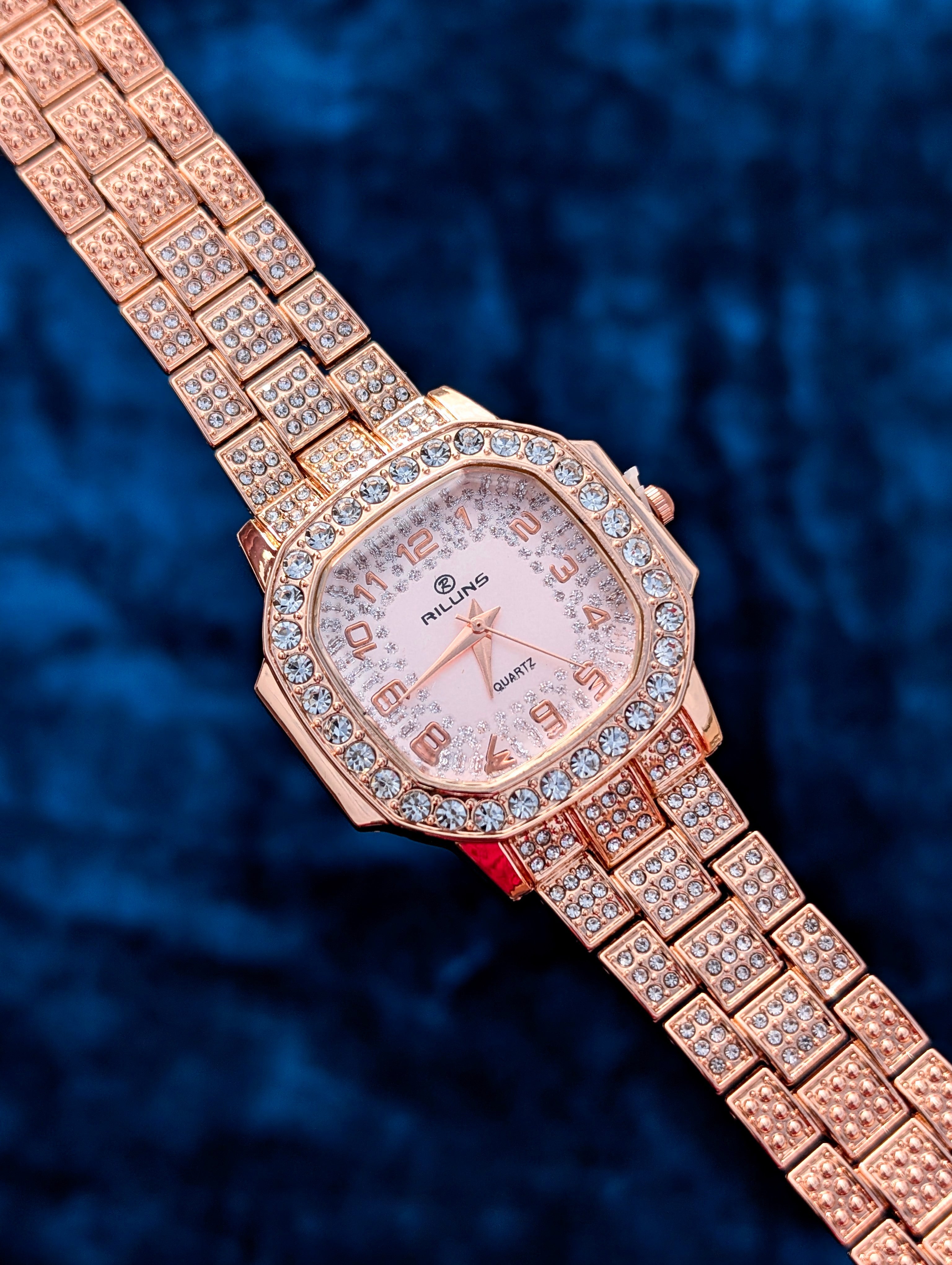 Luxury Rose Gold Crystal Watch