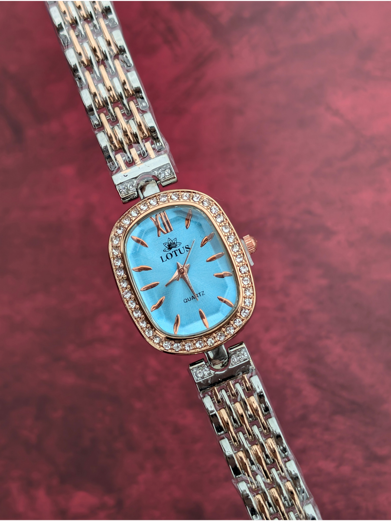 Women's Dual-Tone Crystal Watch – Lotus Blue Dial