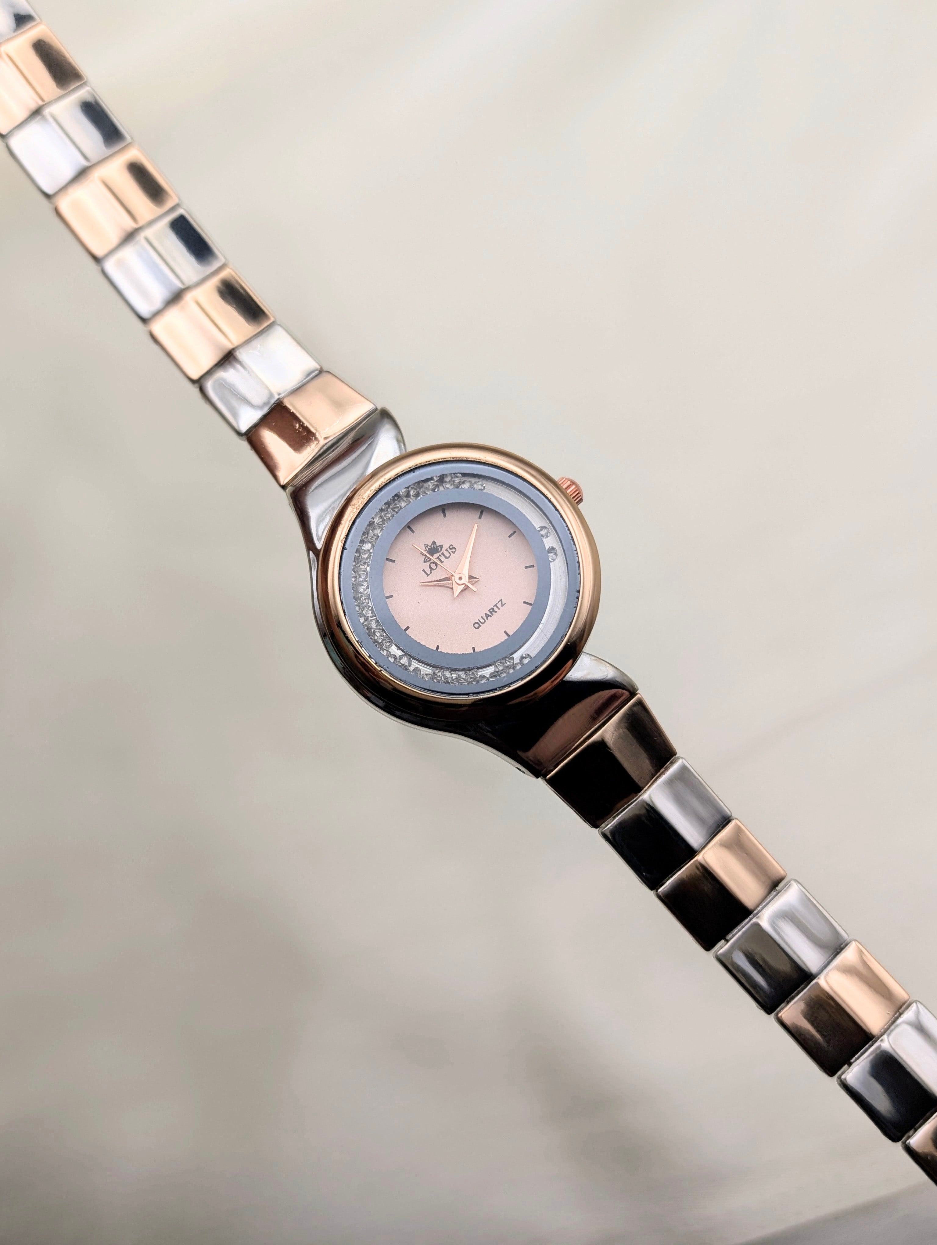 Luxury Lotus Crystal Accent Watch