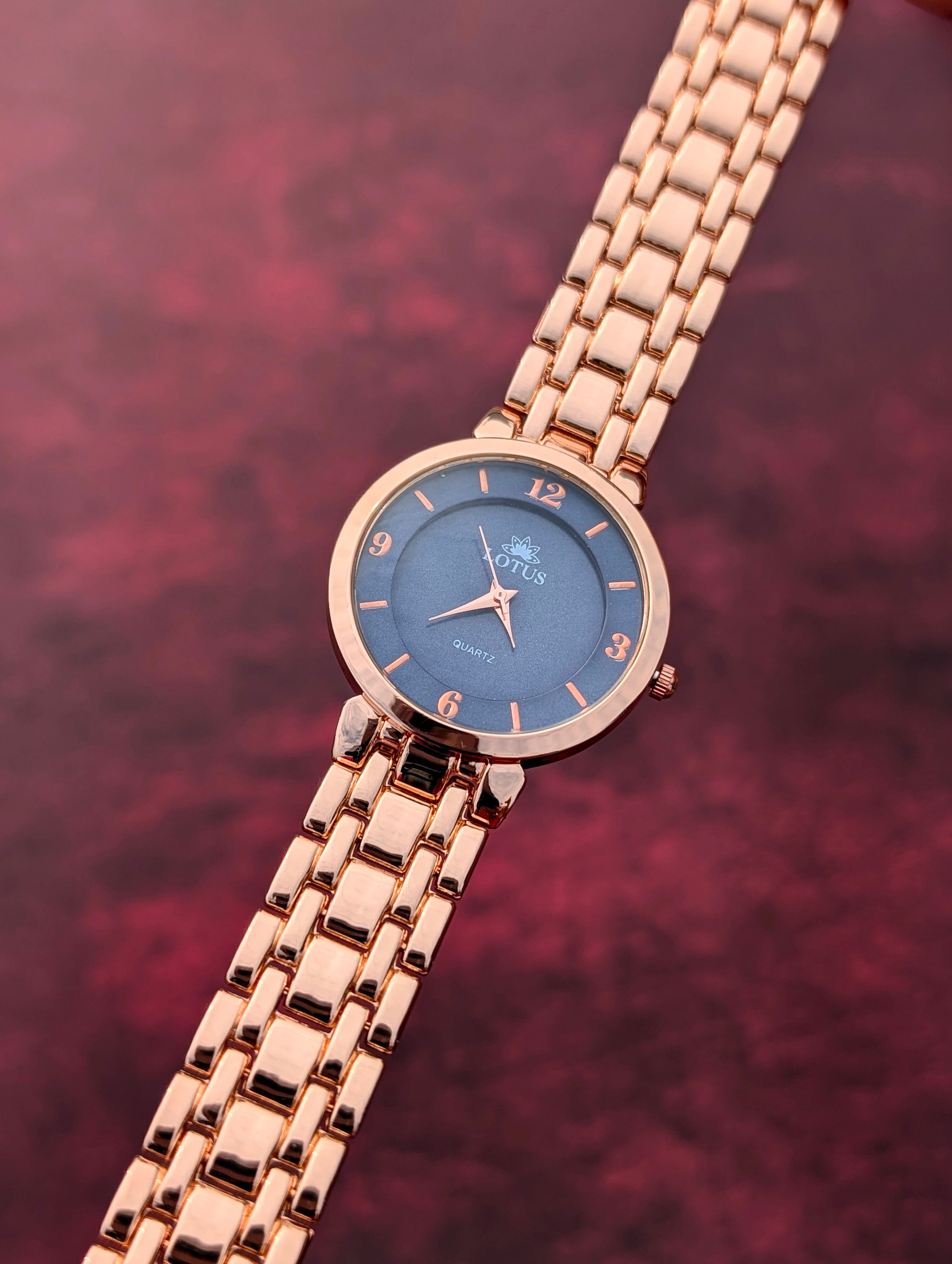 Sophisticated Rose Gold Lotus Women’s Watch