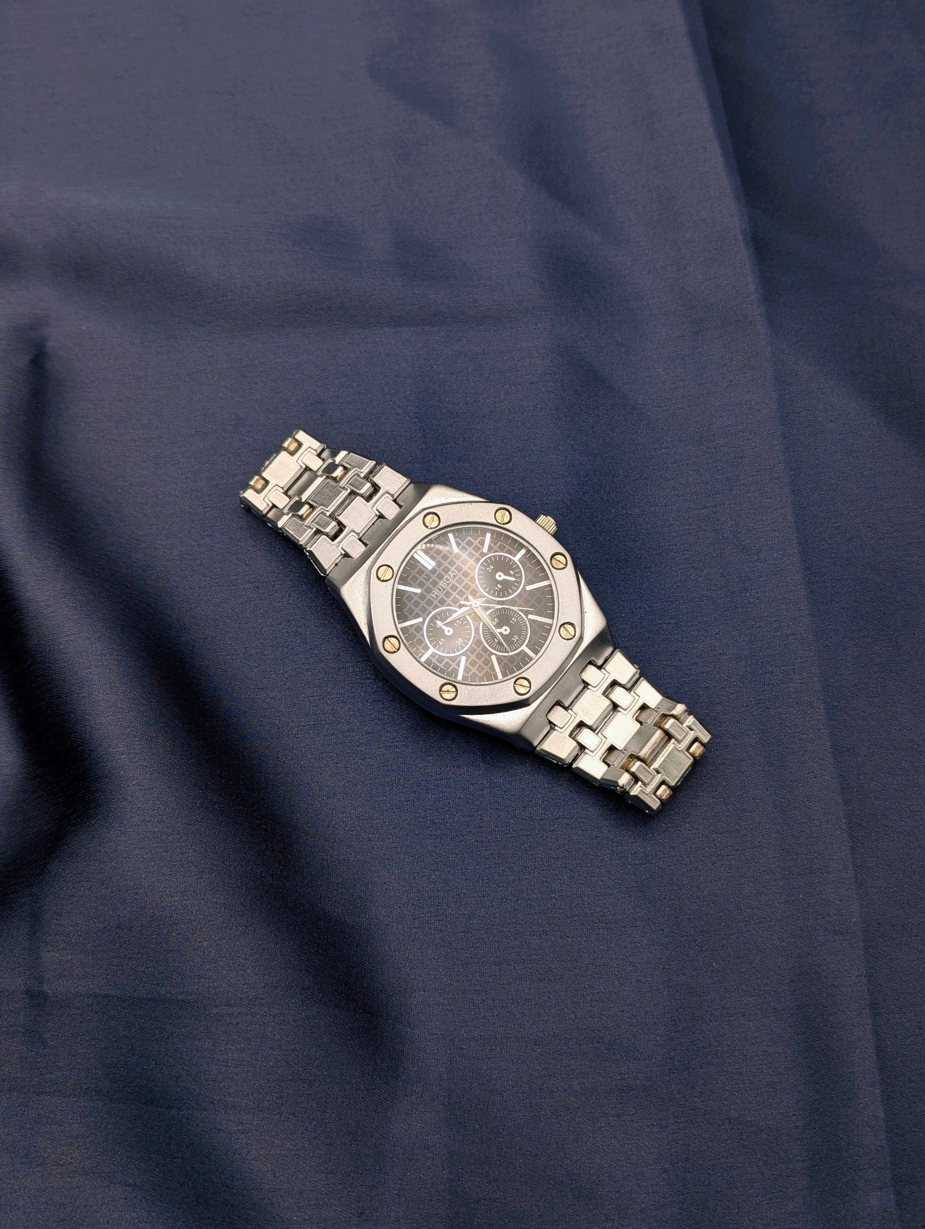 Bold Stainless Steel Chronograph Watch