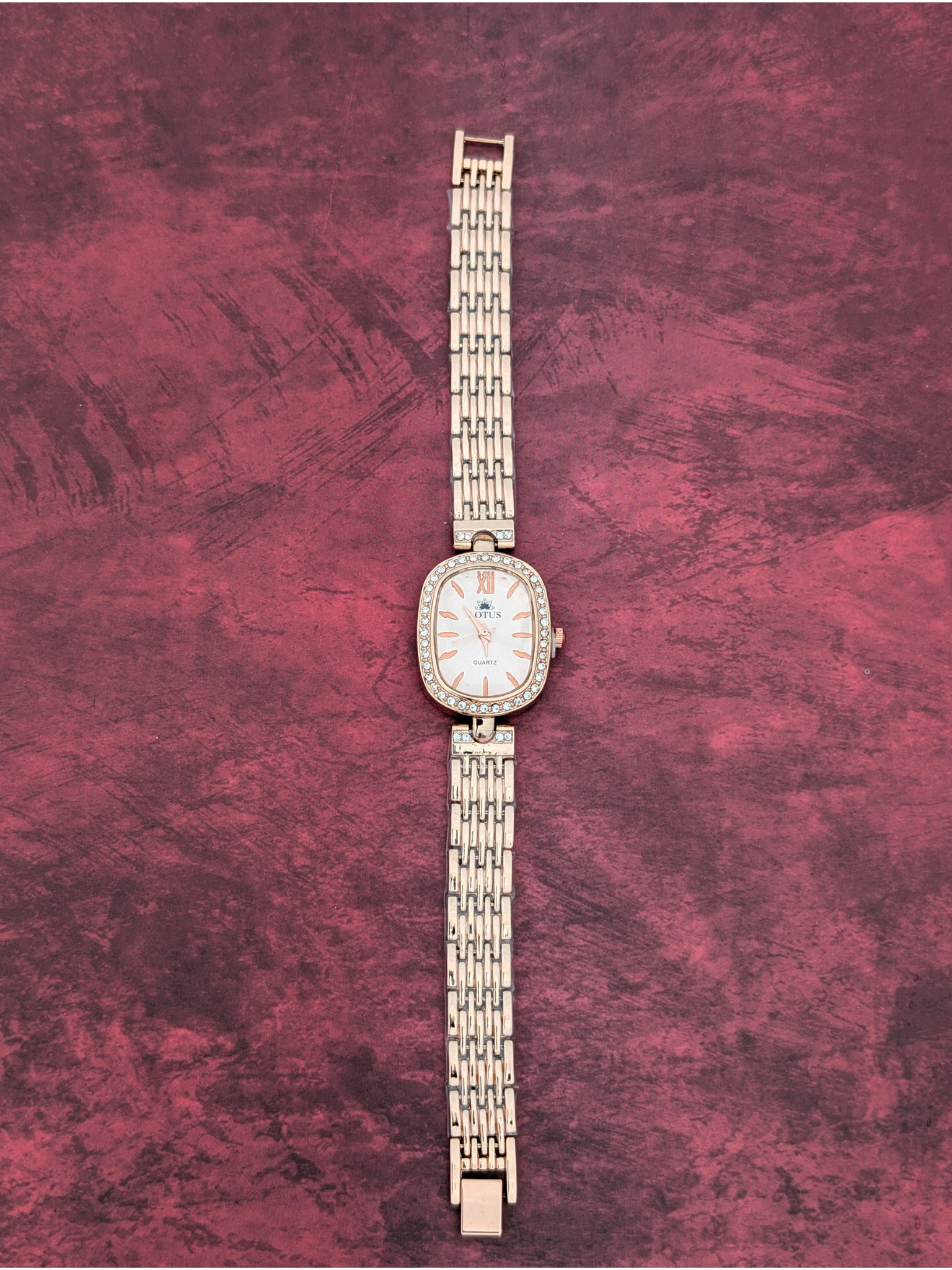 Women's Rose Gold Oval Dial Watch – LOTUS Crystal Elegance