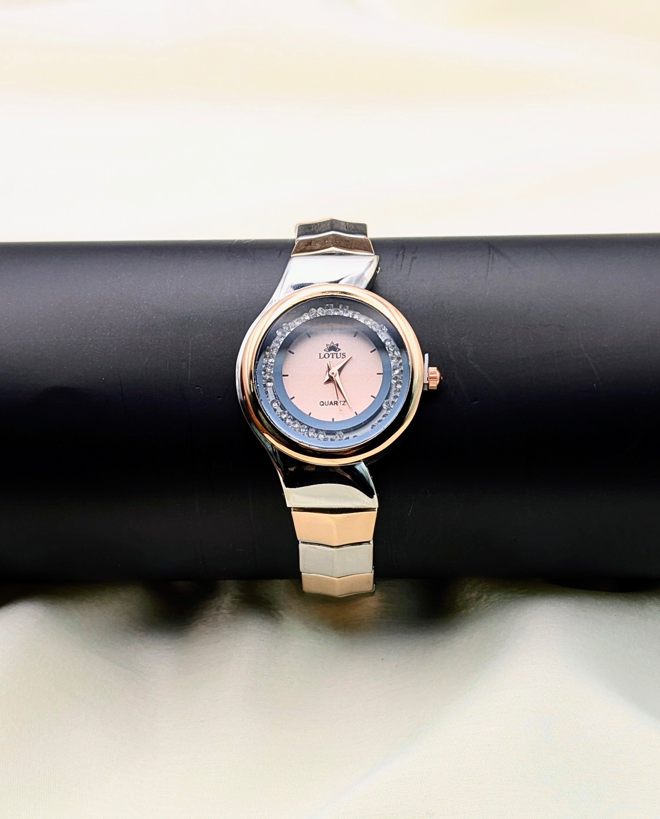 Luxury Lotus Crystal Accent Watch