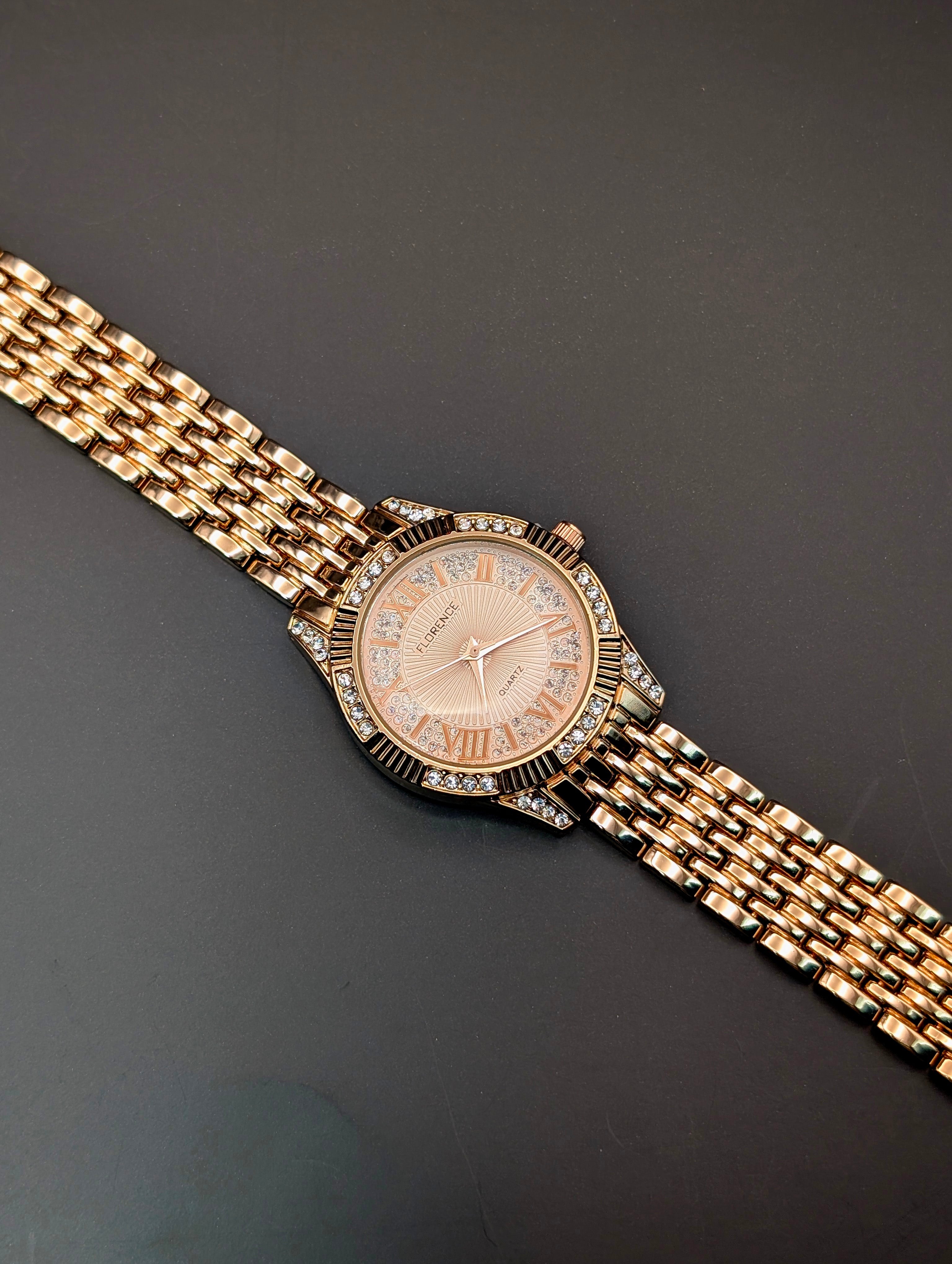 Elegant Florence Radiance: A Diamond-Patterned Roman Dial For Women