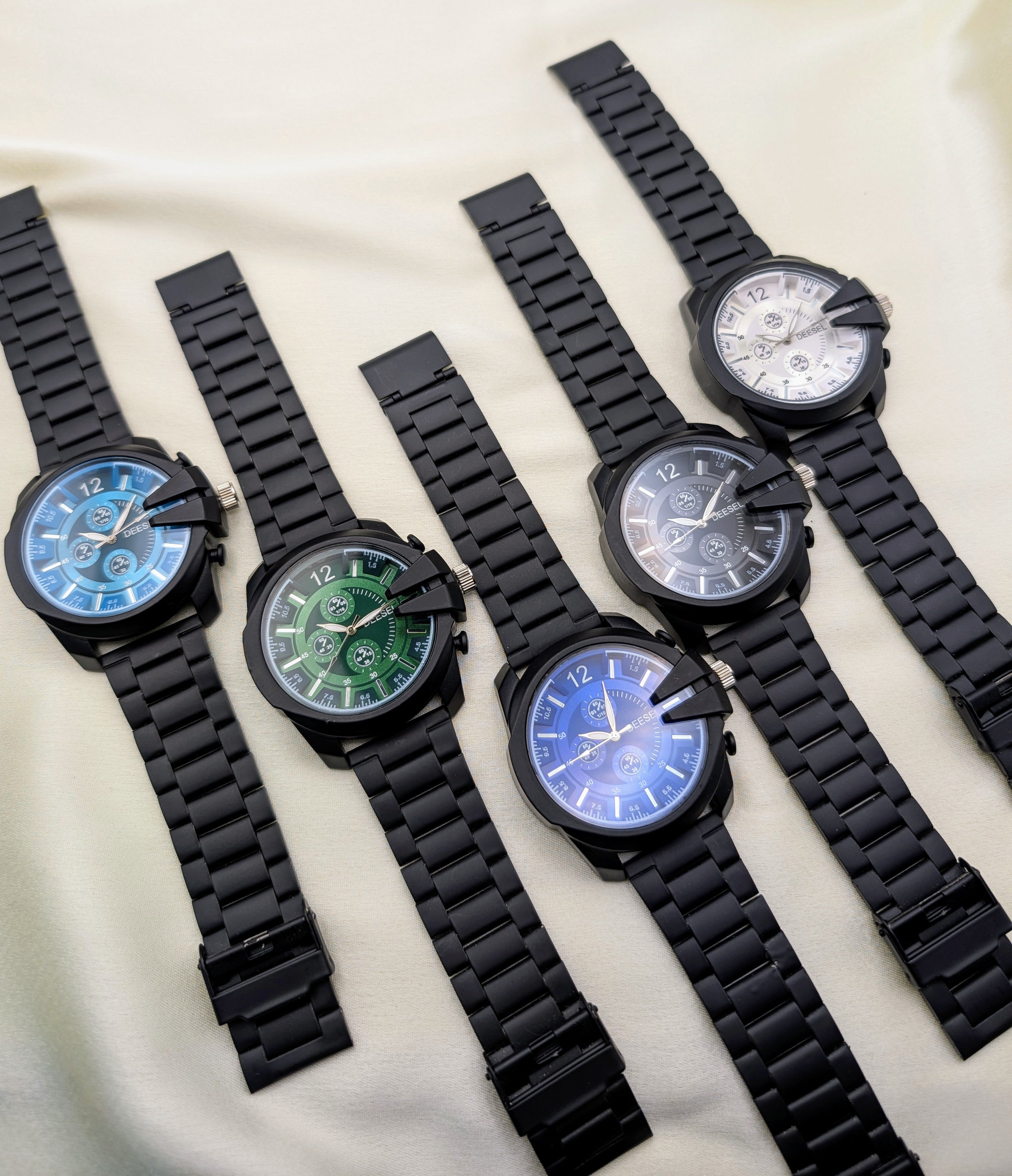 Matte Black Chronograph Watch with Bold Dial