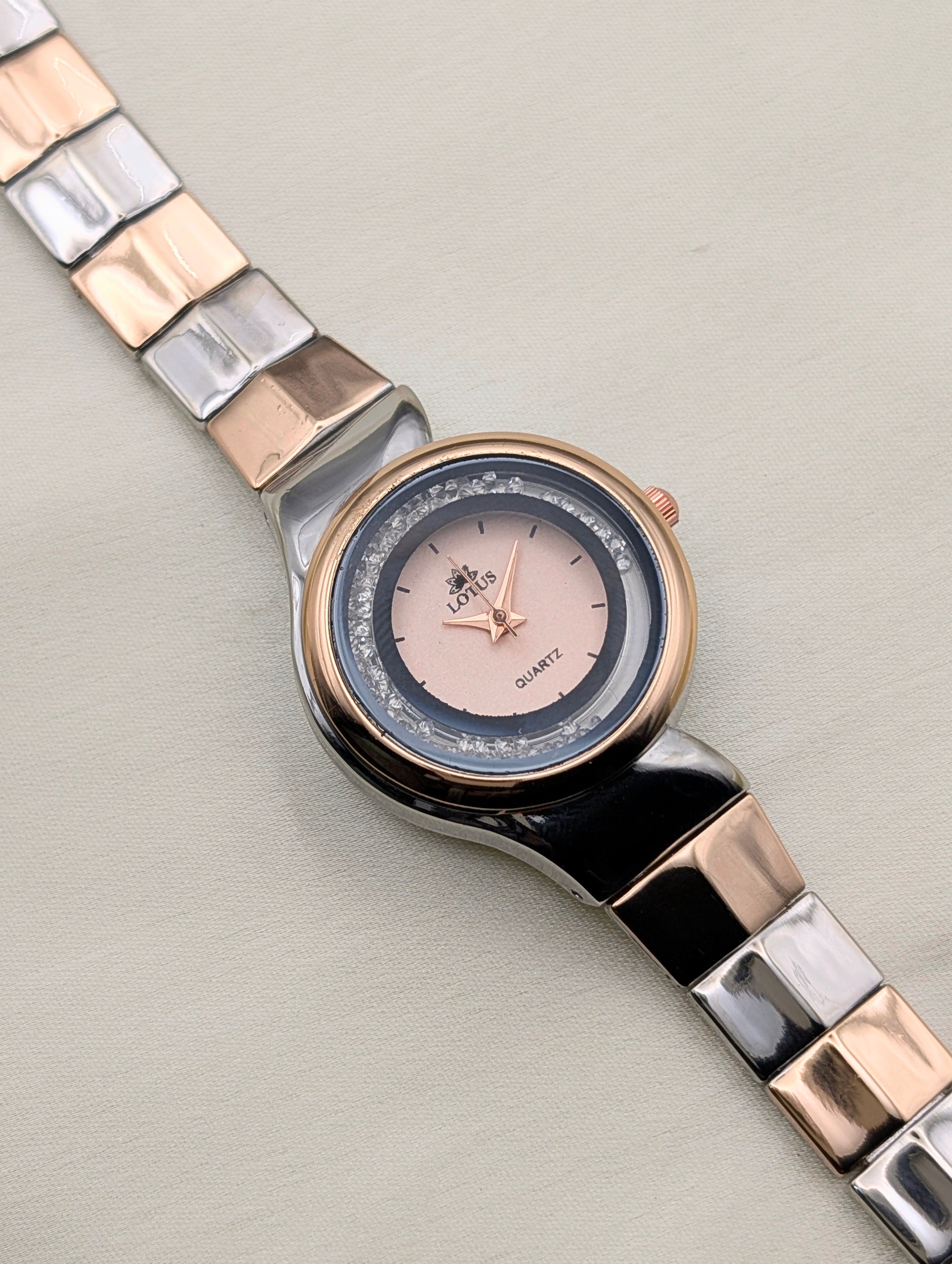 Luxury Lotus Crystal Accent Watch