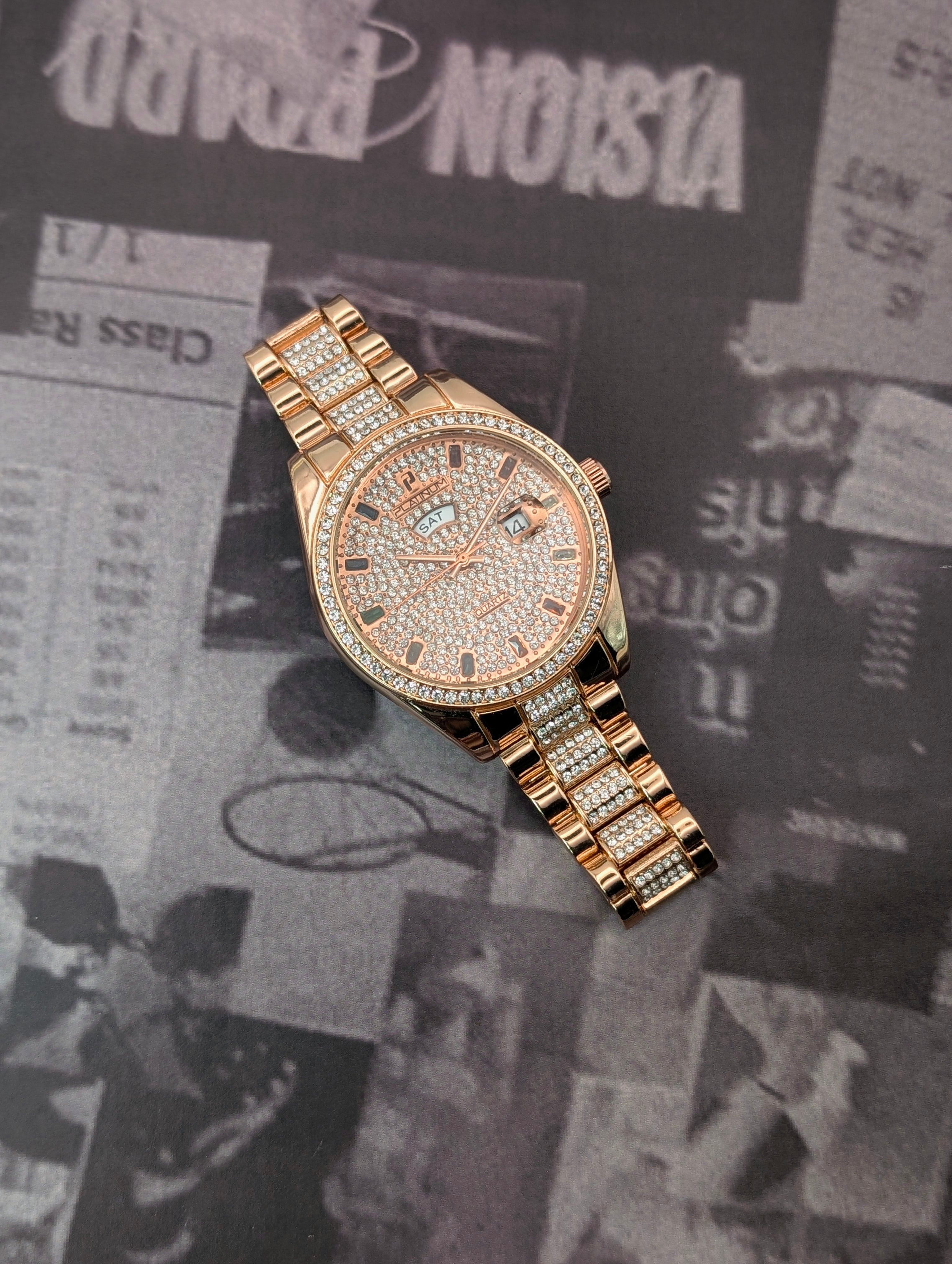 Luxury Rose Gold Full Diamond Watch