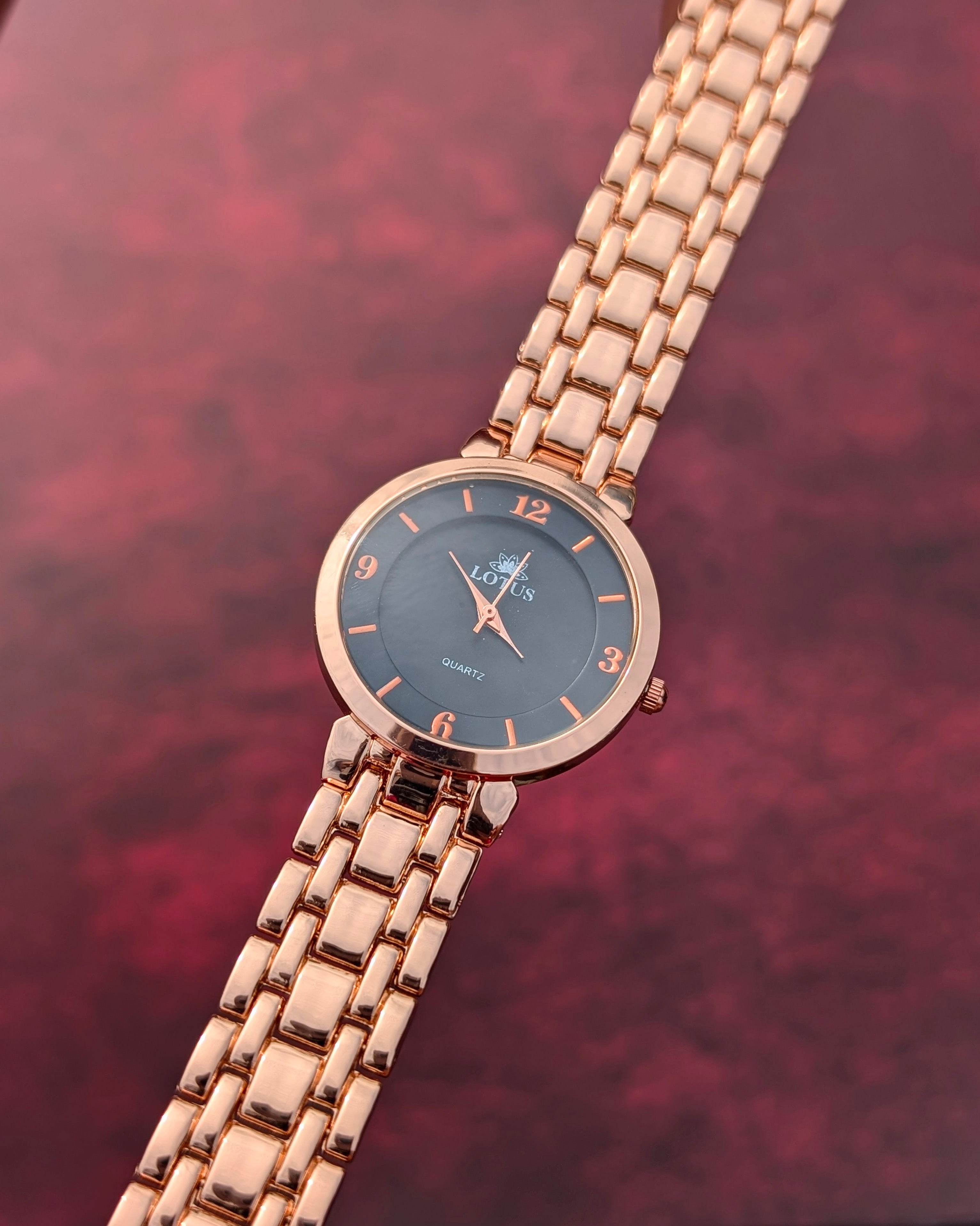 Sophisticated Rose Gold Lotus Women’s Watch
