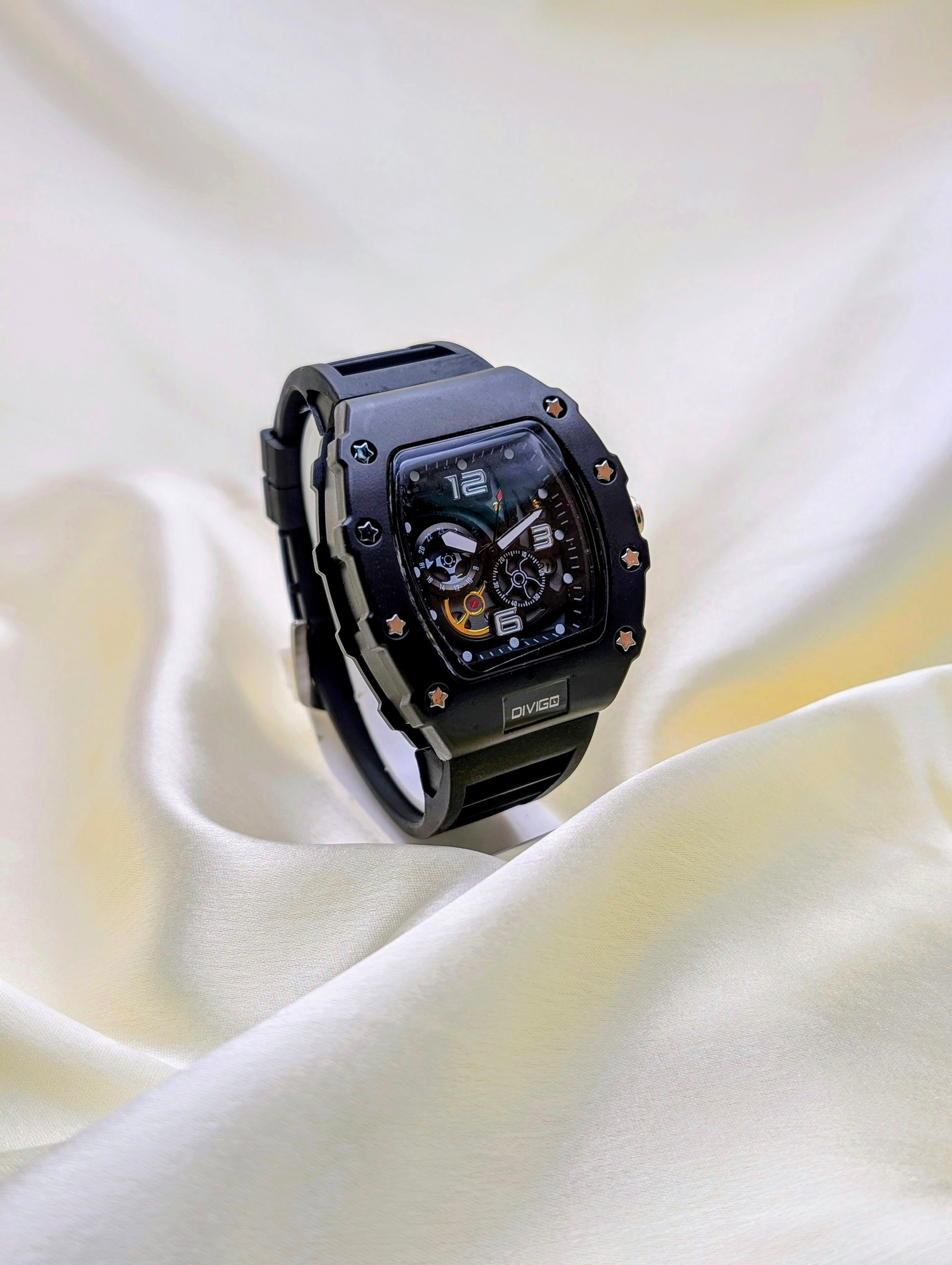 Men's Black Skeleton Watch