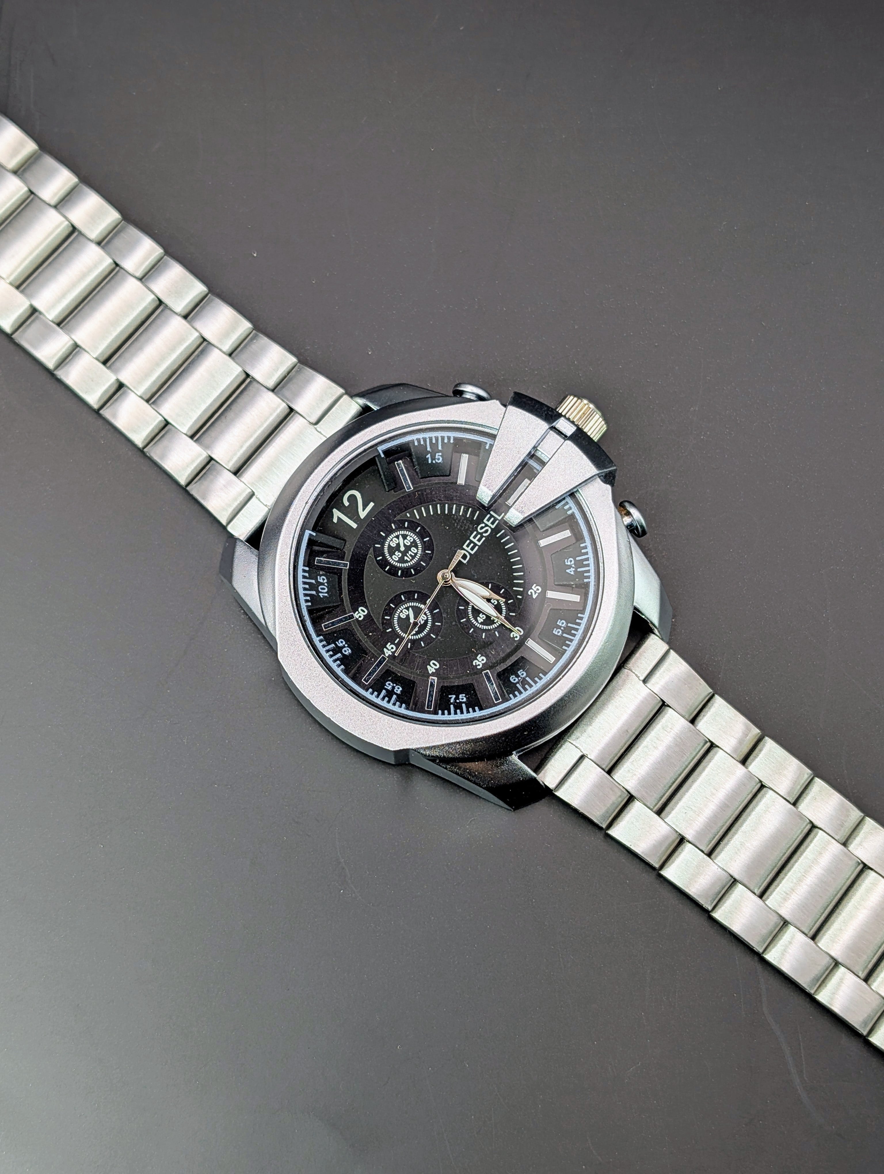 Sleek Stainless Steel Chronograph Watch