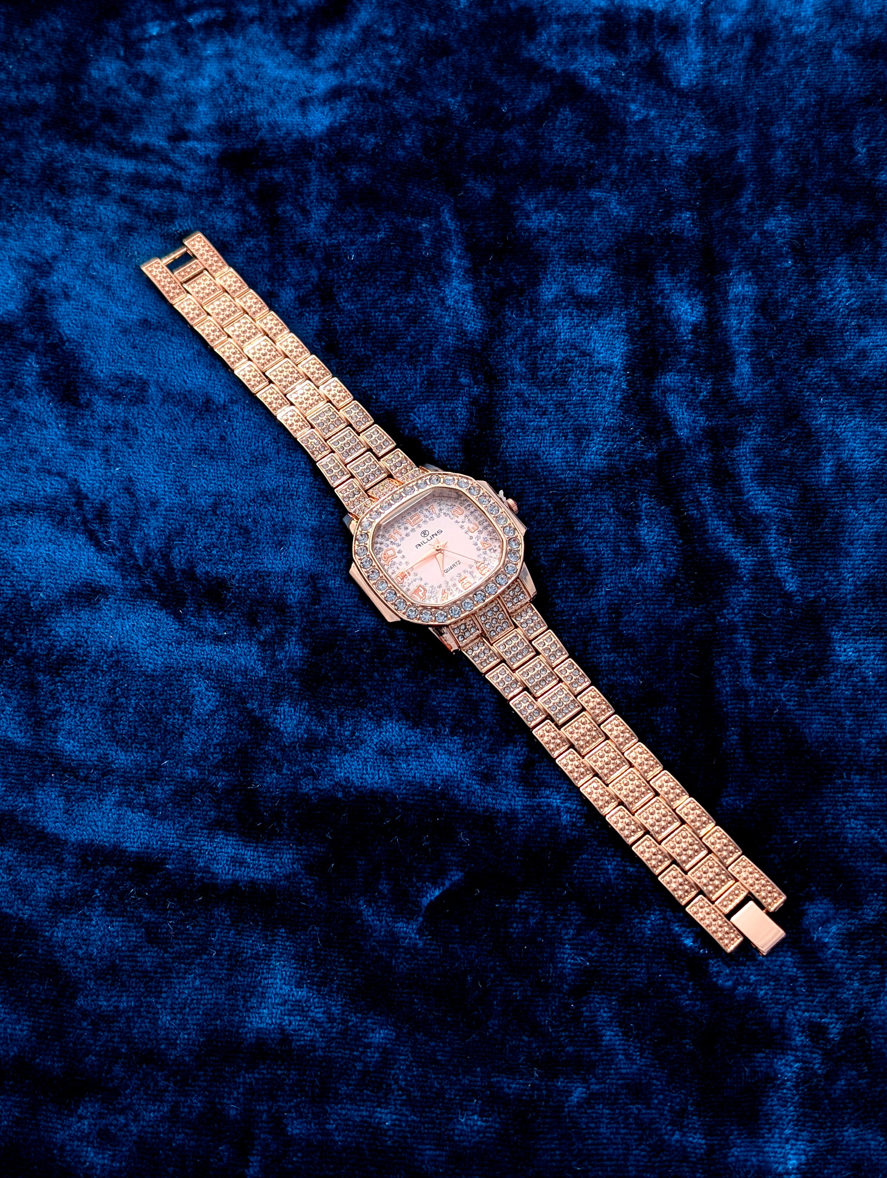 Luxury Rose Gold Crystal Watch