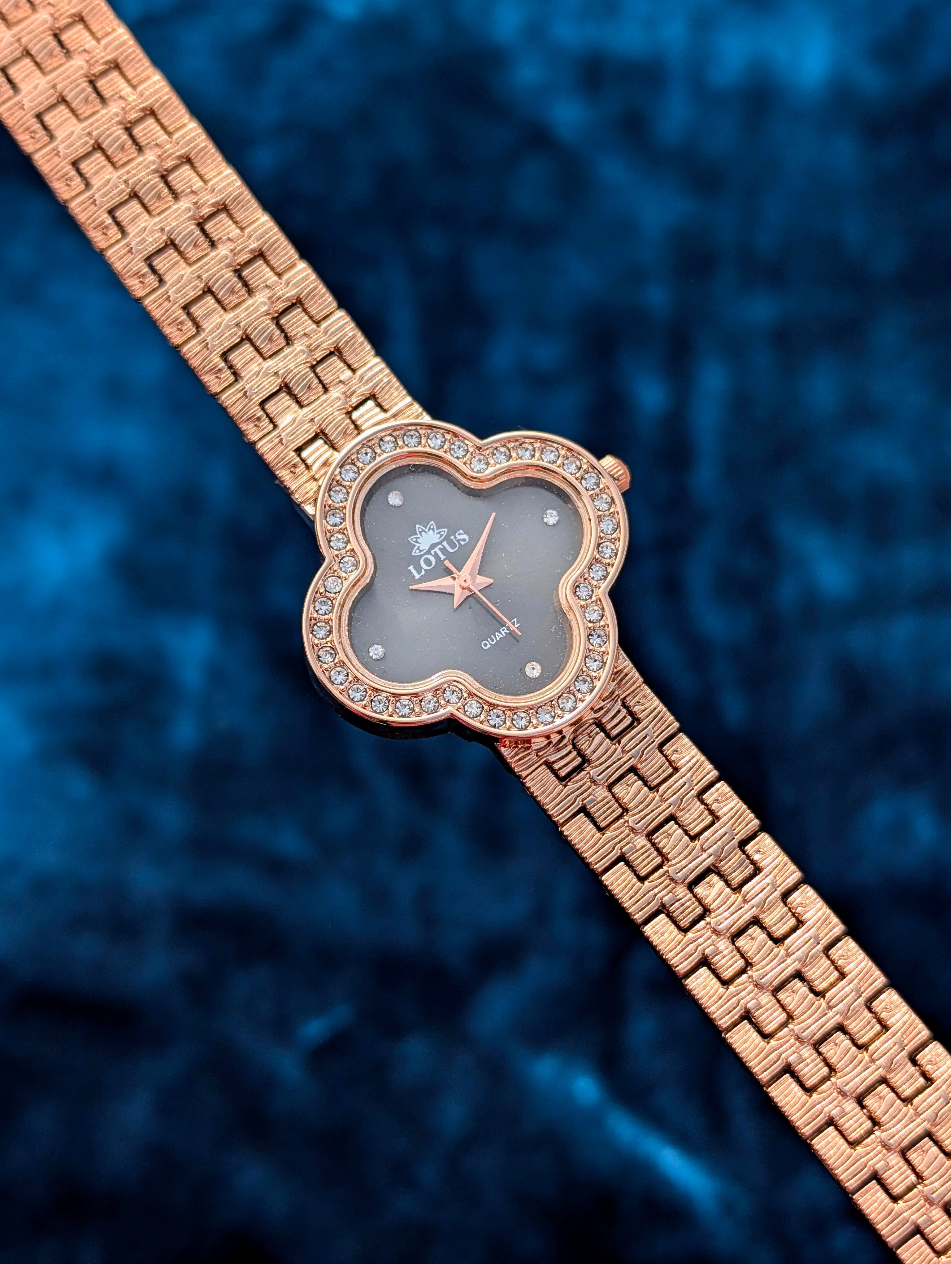 Luxury Lotus Rose Gold Women's Quartz Watch