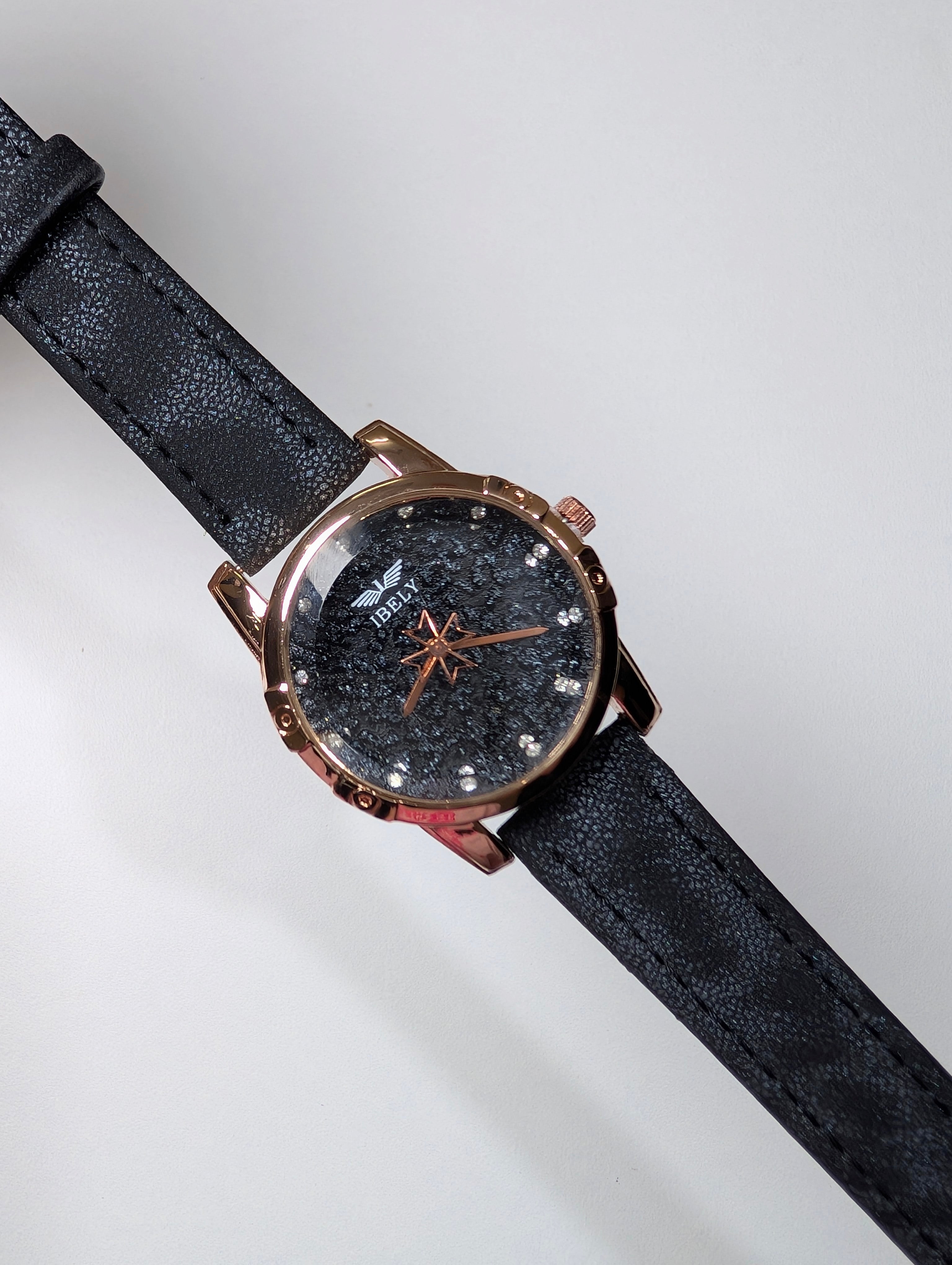 Elegant Glittery Dial Wristwatch