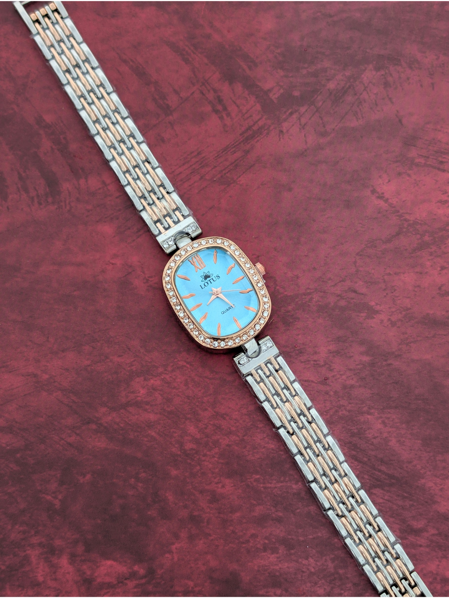 Women's Dual-Tone Crystal Watch – Lotus Blue Dial