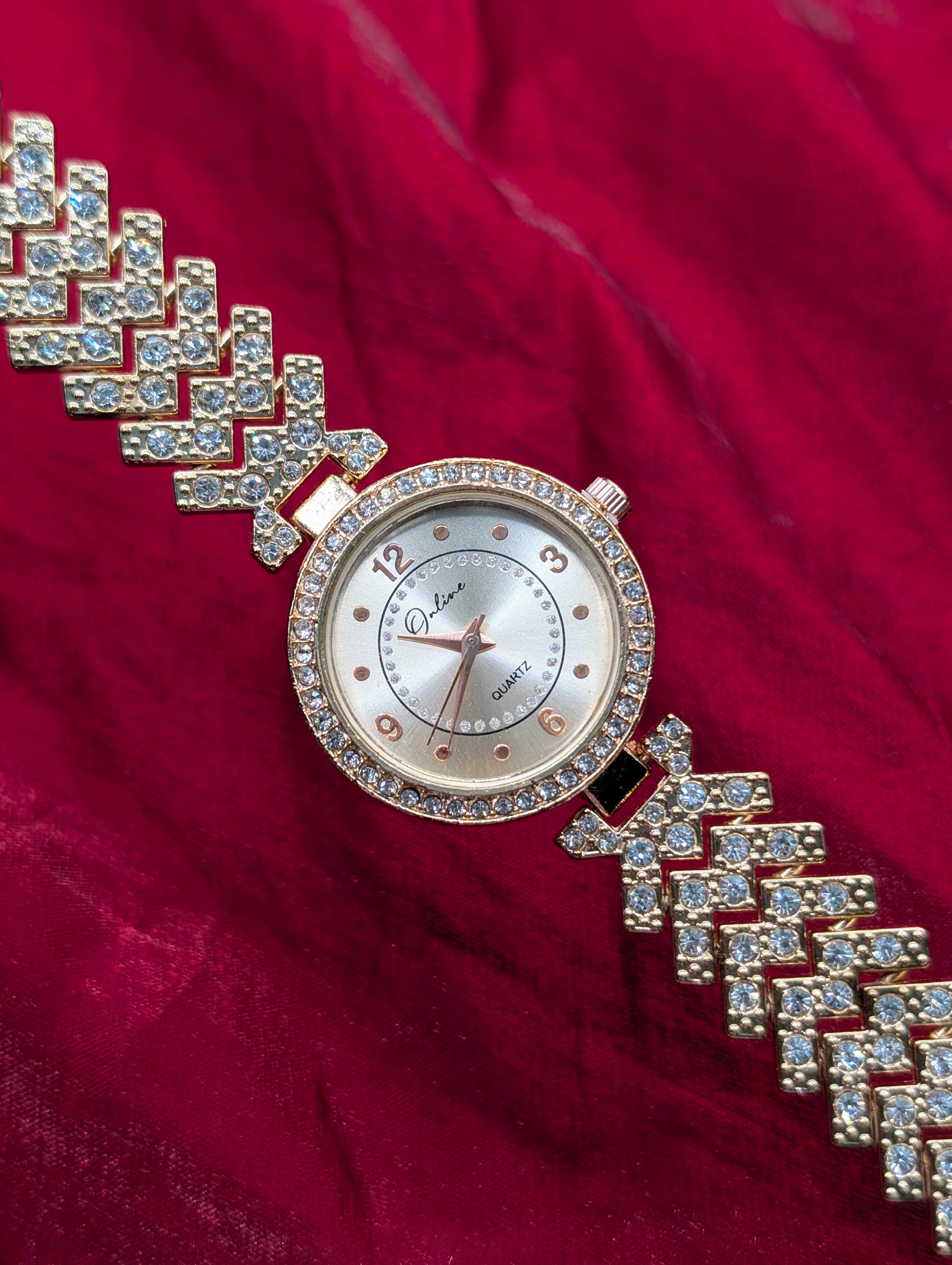 Dazzling Crystal Gold Watch